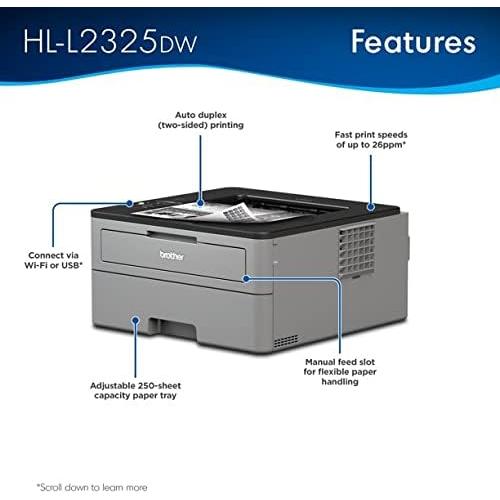 HL-L2325DW Monochrome Laser Printer, Wireless Networking & Duplex Printing