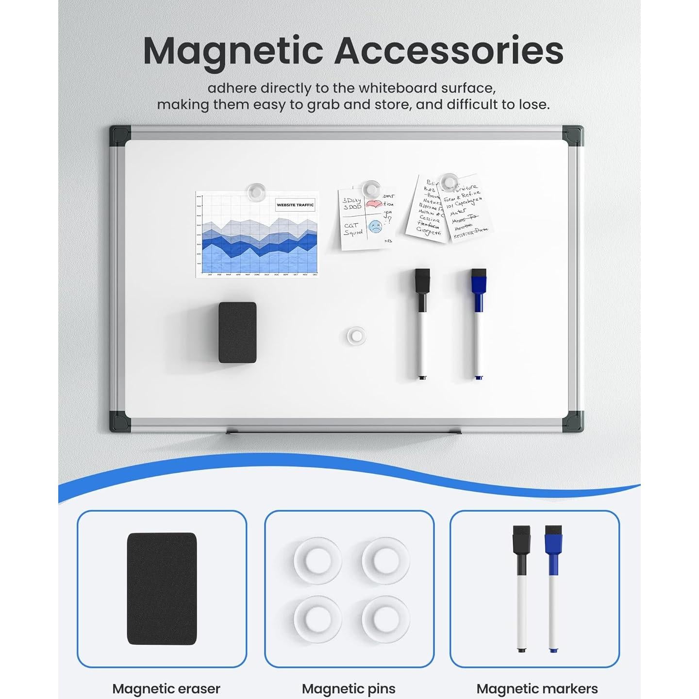 Pizarra Blanca Magnética VUSIGN 45.72x30.48cm con Accesorios