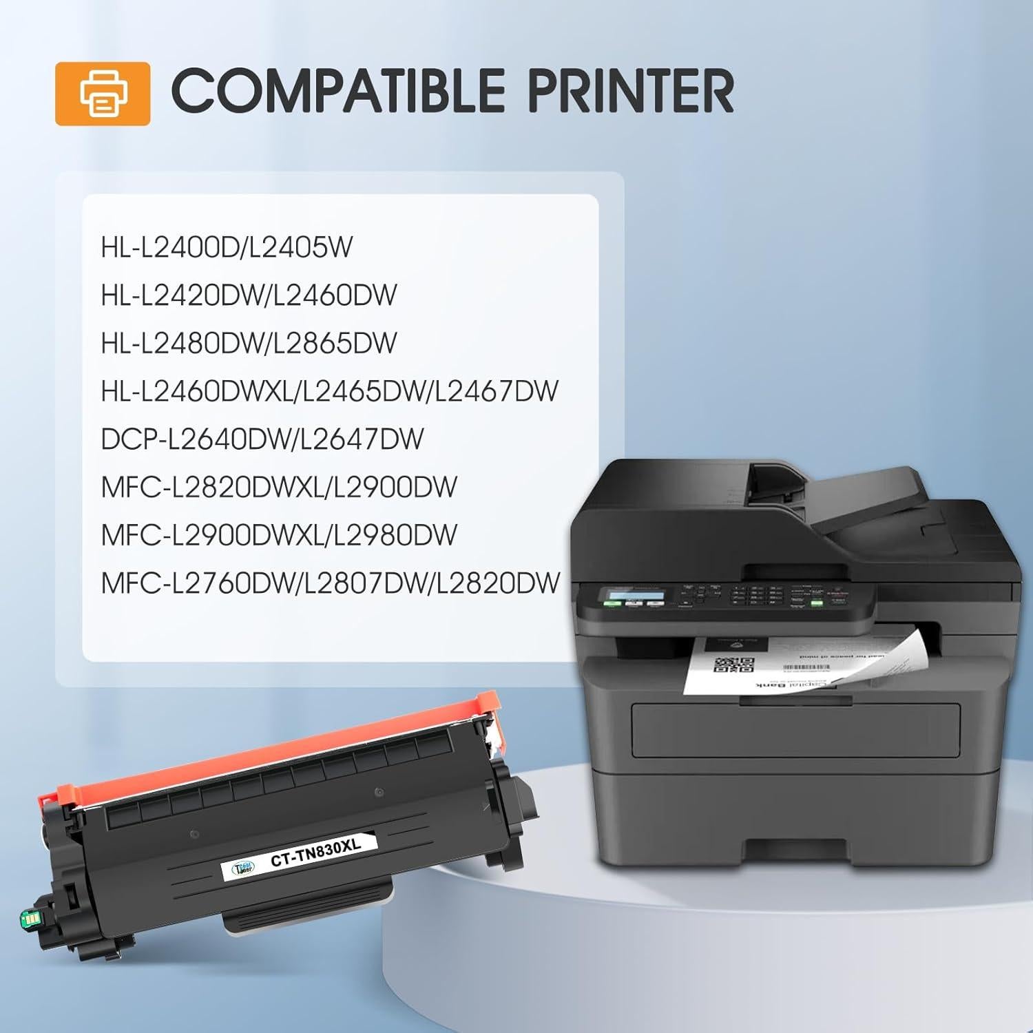 Tóner Negro Cool Toner TN830XL Compatible para Brother - 4 Paquete