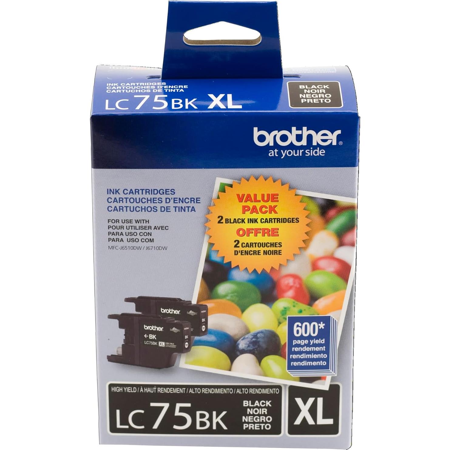 Cartuchos de Tinta Negra Brother LC-75BK Paquete de 2