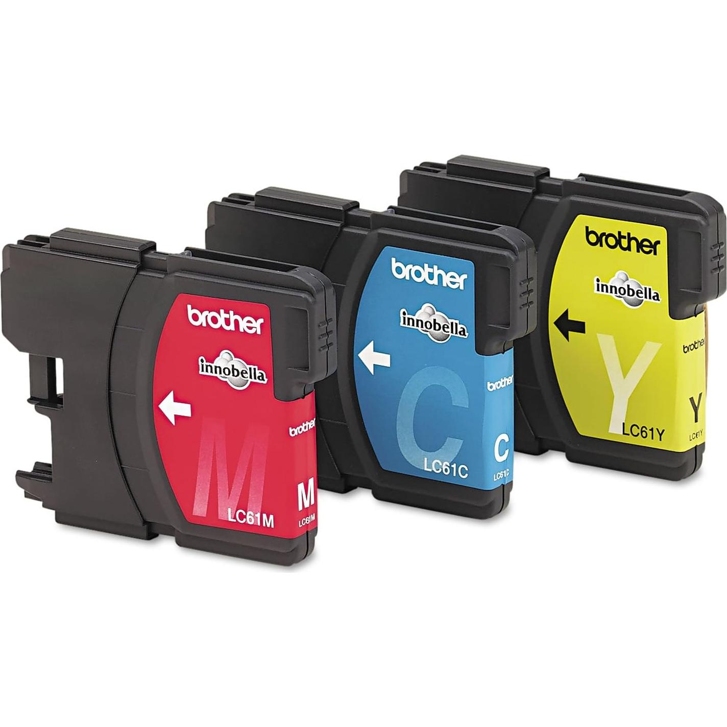 Brother Genuine Standard Yield Color -Ink -Cartridges, LC613PKS, Replacement 3 Pack of Color -Ink, Includes 1-Cartridge Each of Cyan, Magenta & Yellow, Page Yield Up To 325 Pages/ -Cartridge, LC61, Tricolor
