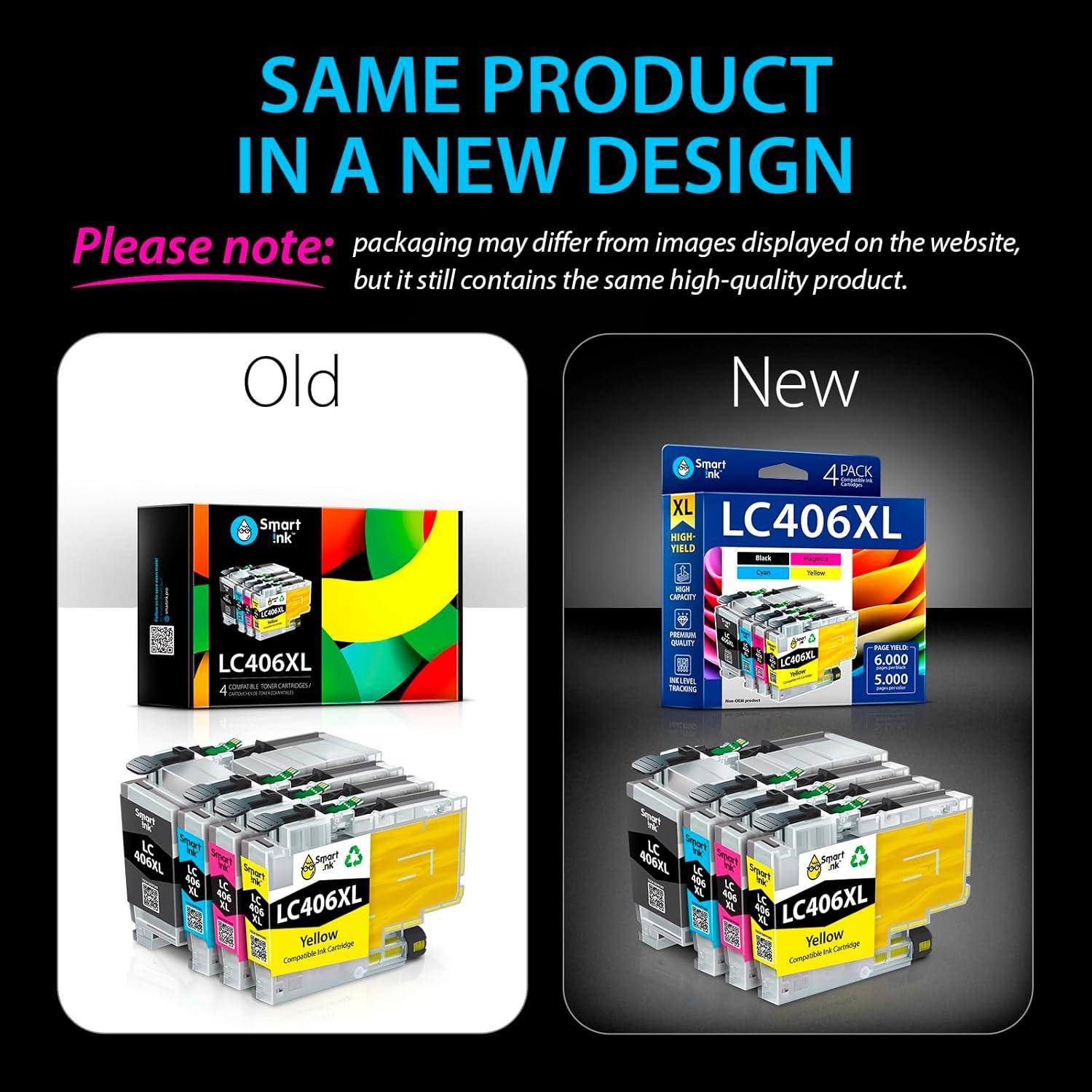 Cartuchos de tinta Smart Ink LC406XL para Brother - 4 Piezas