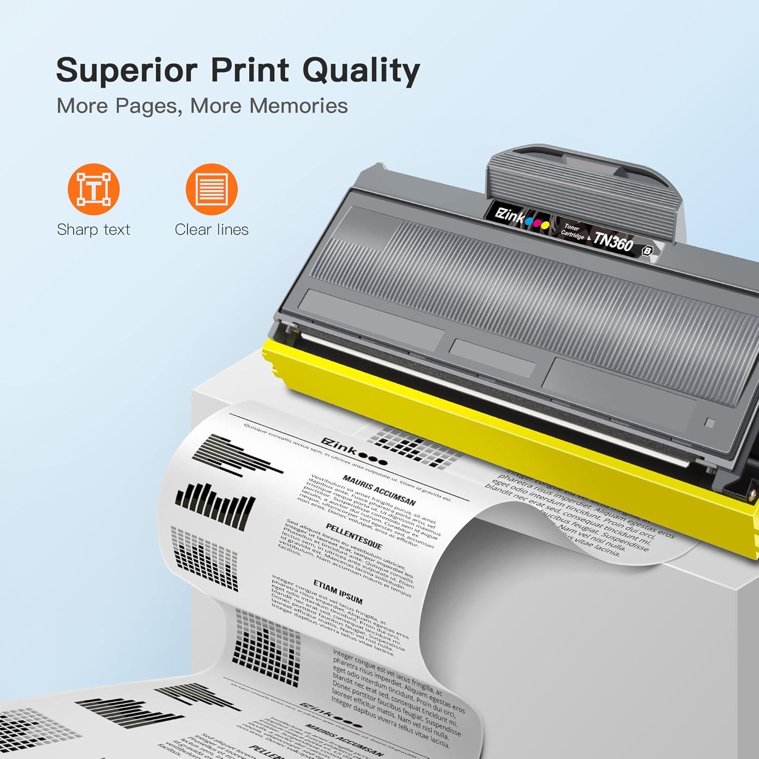 Cartucho de tóner E-Z Ink TN360 Negro para Brother - 2 Piezas