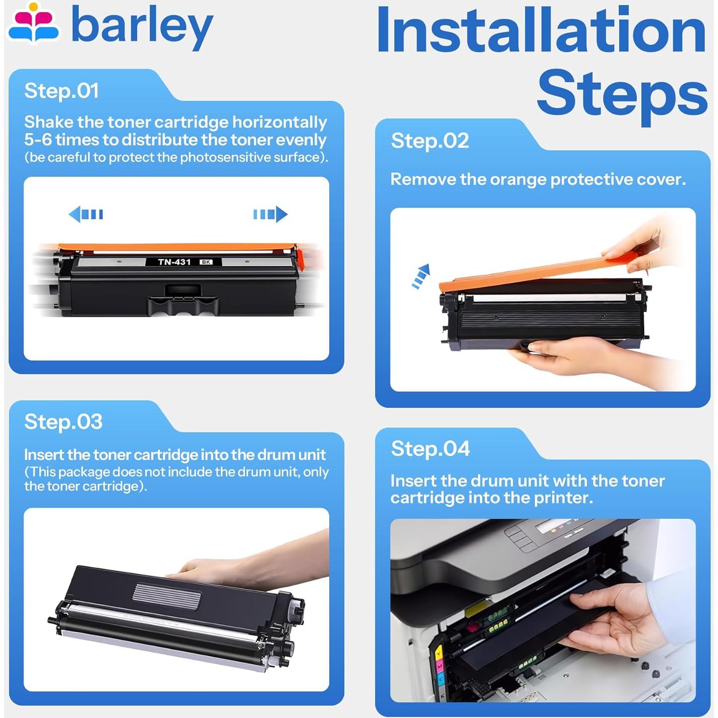 Juego de Cartuchos de Tóner Barley TN-431 4 Colores Compatible