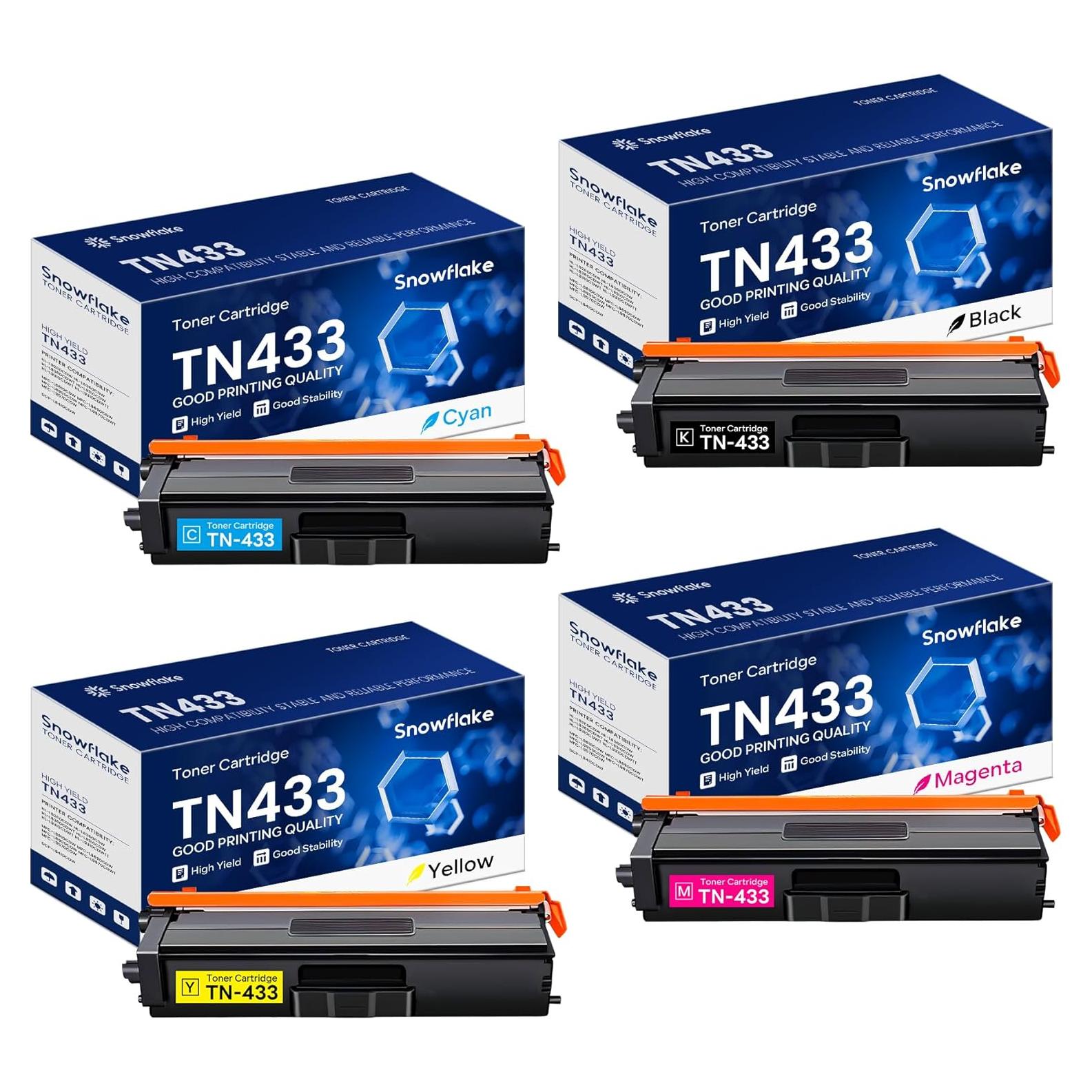 Cartuchos de Tóner Snowflake TN433 4 Pack Compatible Brother