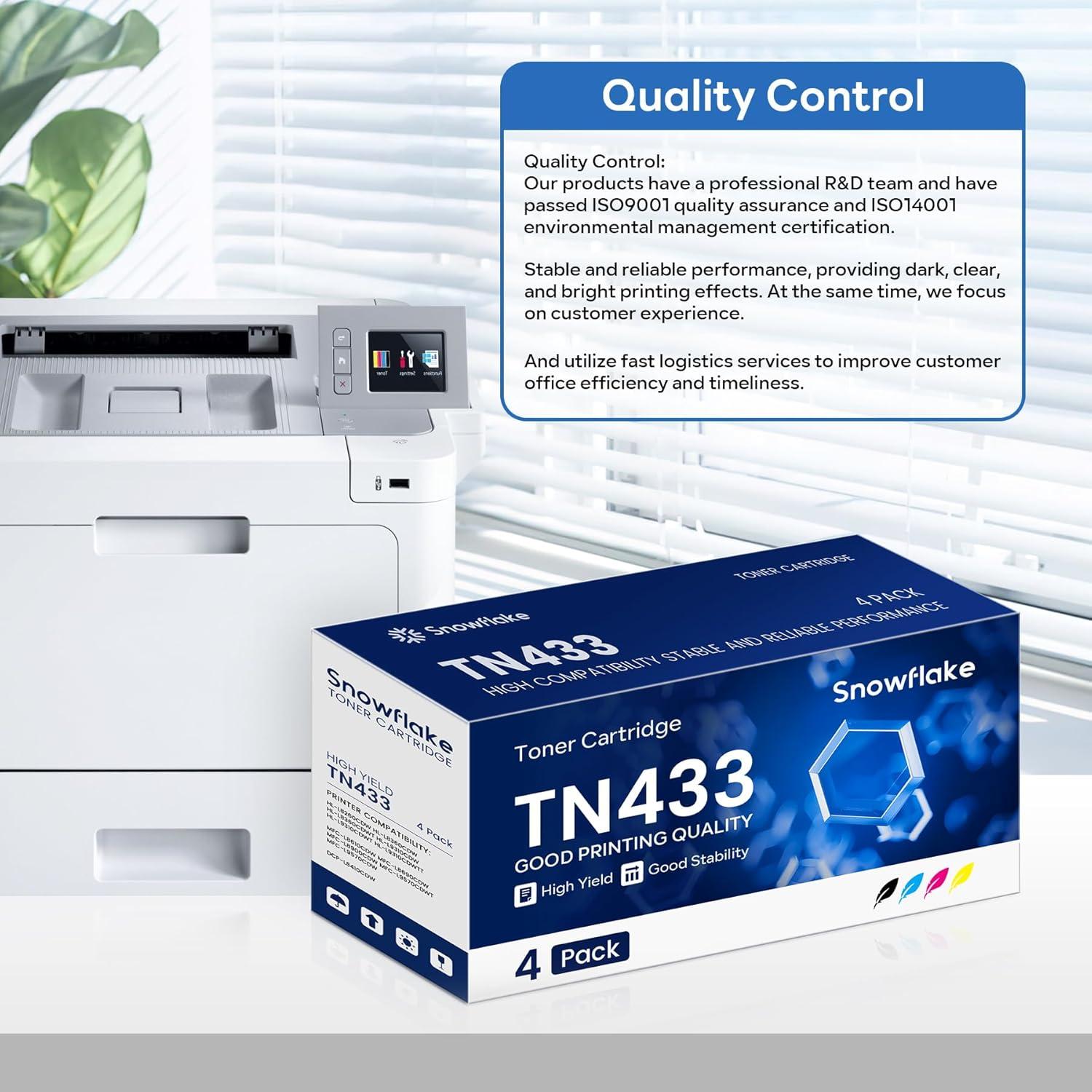 Cartuchos de Tóner Snowflake TN433 4 Pack Compatible Brother