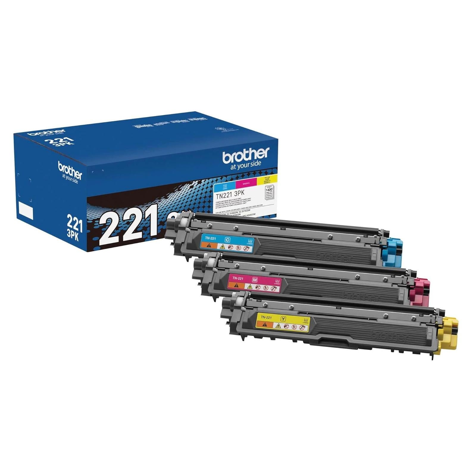 Cartucho de Tóner Brother TN221 3PK Cian Magenta Amarillo