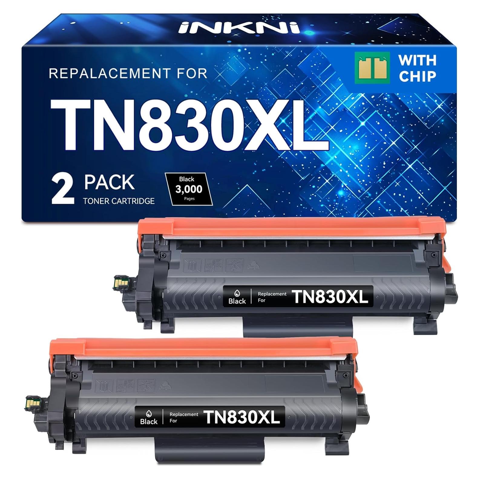 InkNI Compatible Toner Cartridges Replacement for Brother TN830XL TN830 TN 830 XL Toner Cartridges Work for HL-L2460DW DCP-L2640DW HL-L2480DW HL-L2400D HL-L2405W MFC-L2820DW Printer (Black, 2 Pack)