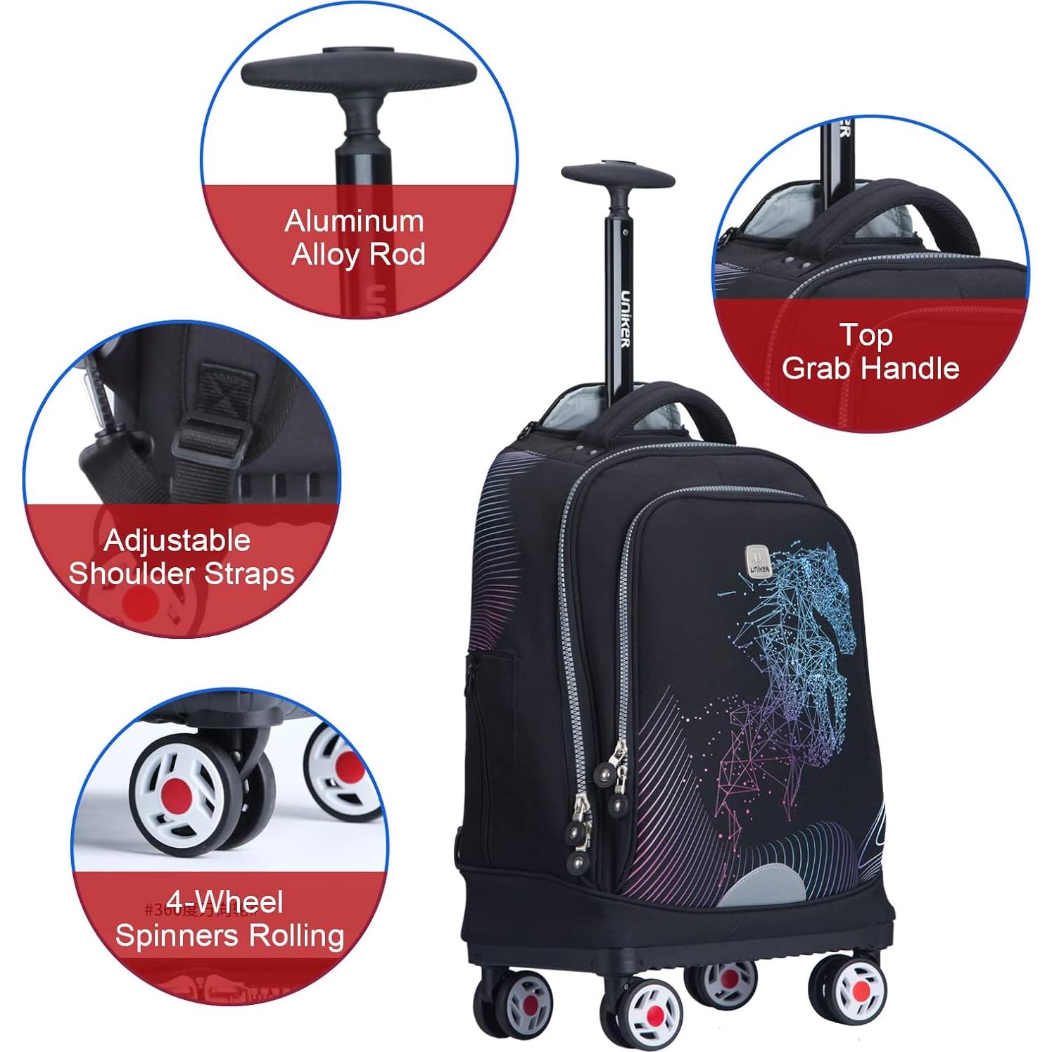 Mochila Rodante UNIKER 15.6" con Ruedas y Mango Ajustable