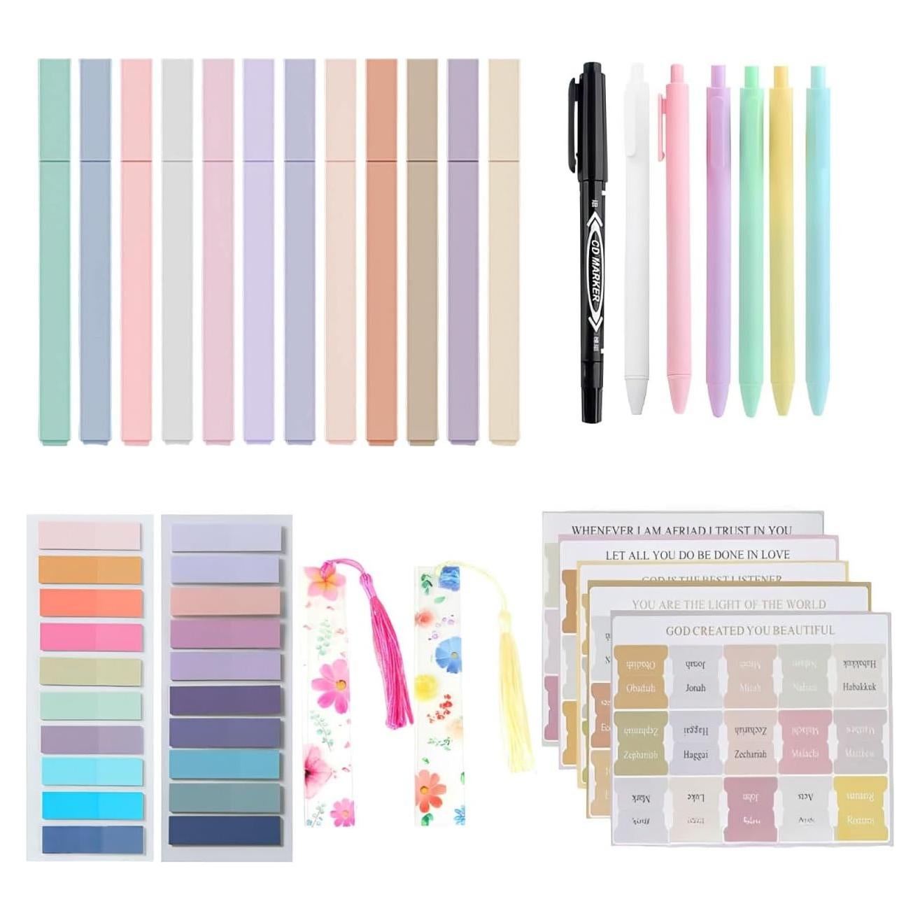 Kit de Estudio Bíblico 28 Piezas JLONEX con Marcadores y Etiquetas