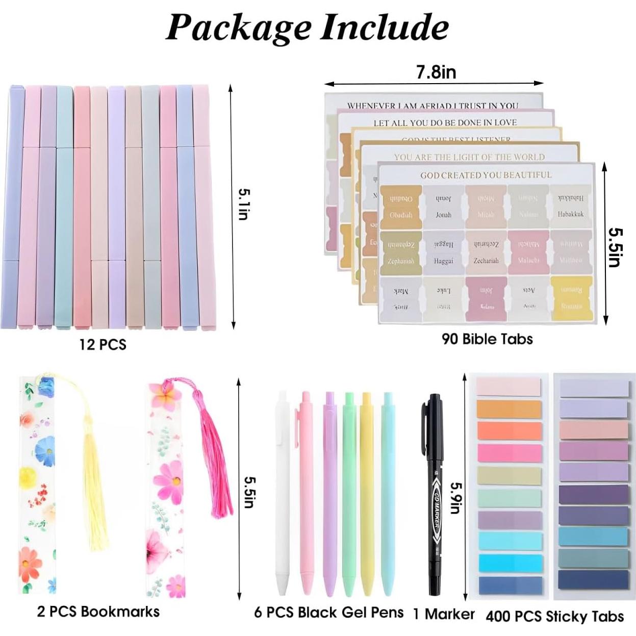 Kit de Estudio Bíblico 28 Piezas JLONEX con Marcadores y Etiquetas