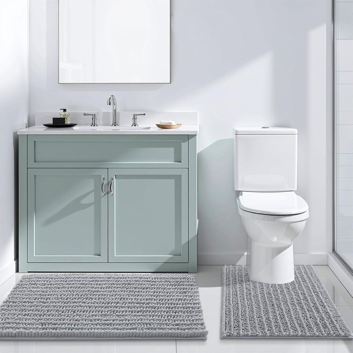 Alfombra de baño Arotive 61x41 cm gris claro antideslizante