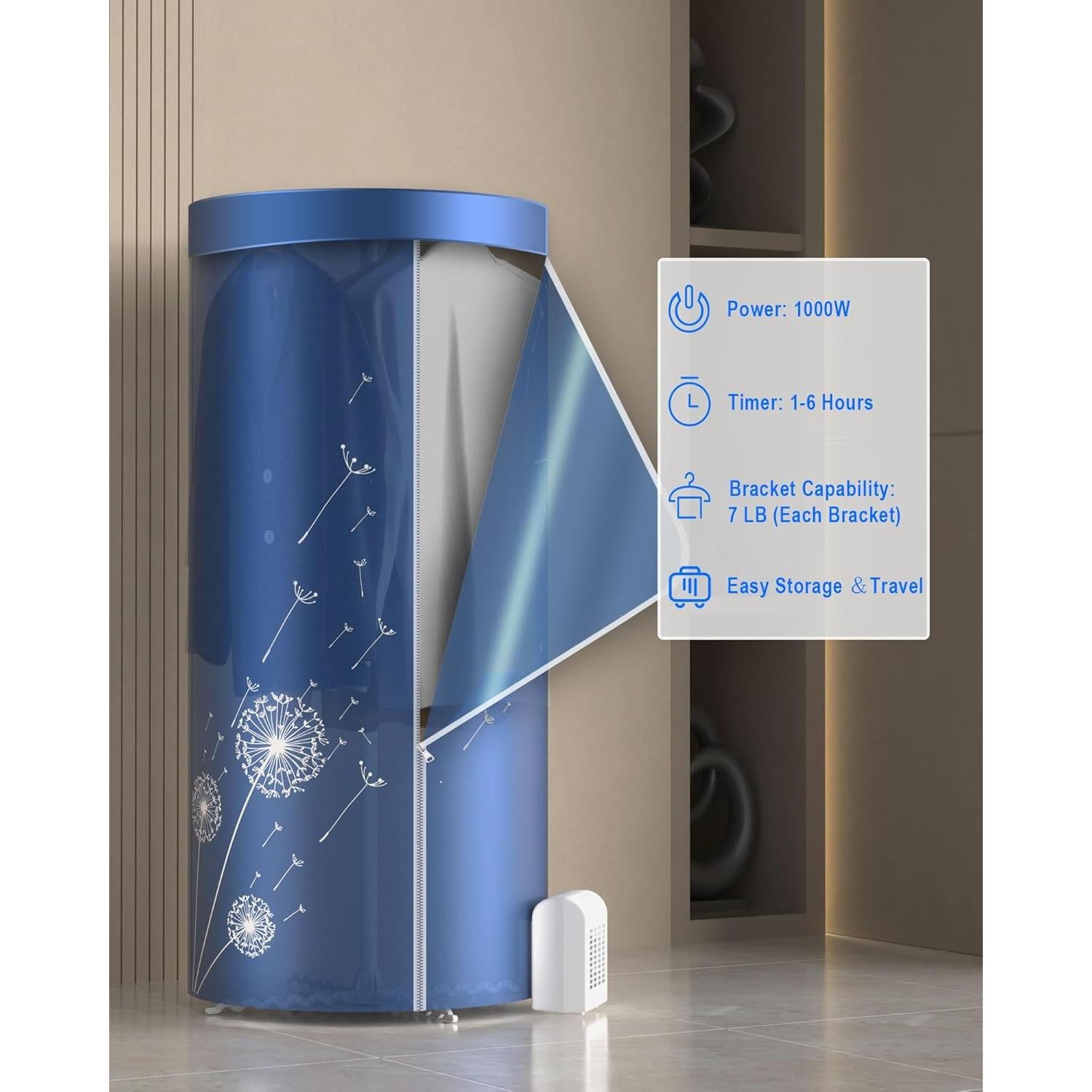 Secadora de Ropa Portátil KASYDoFF V5 1000W 12.7kg Azul