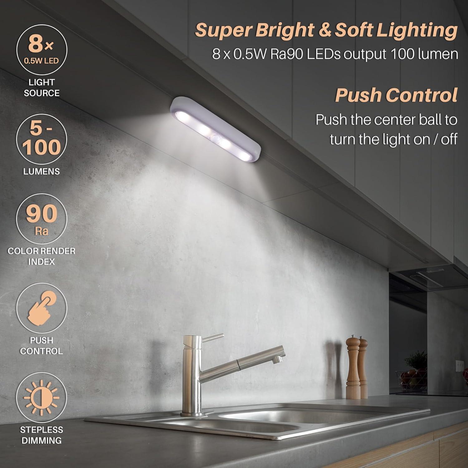 Luz Táctil LED 3 Pack 18 cm Regulable con 3 Modos de Color