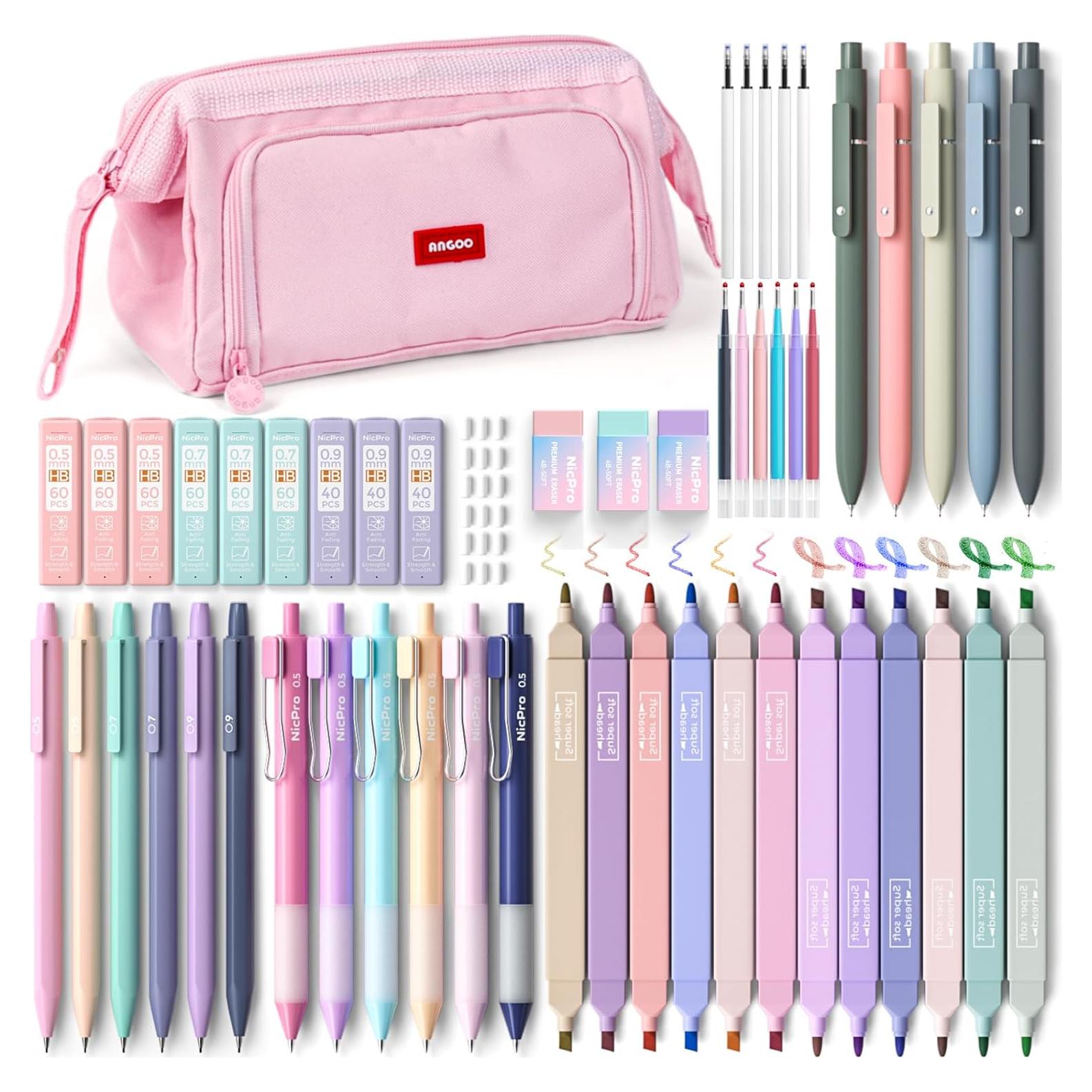 Conjunto de Papelería Nicpro 55PCS con Estuche Rosa