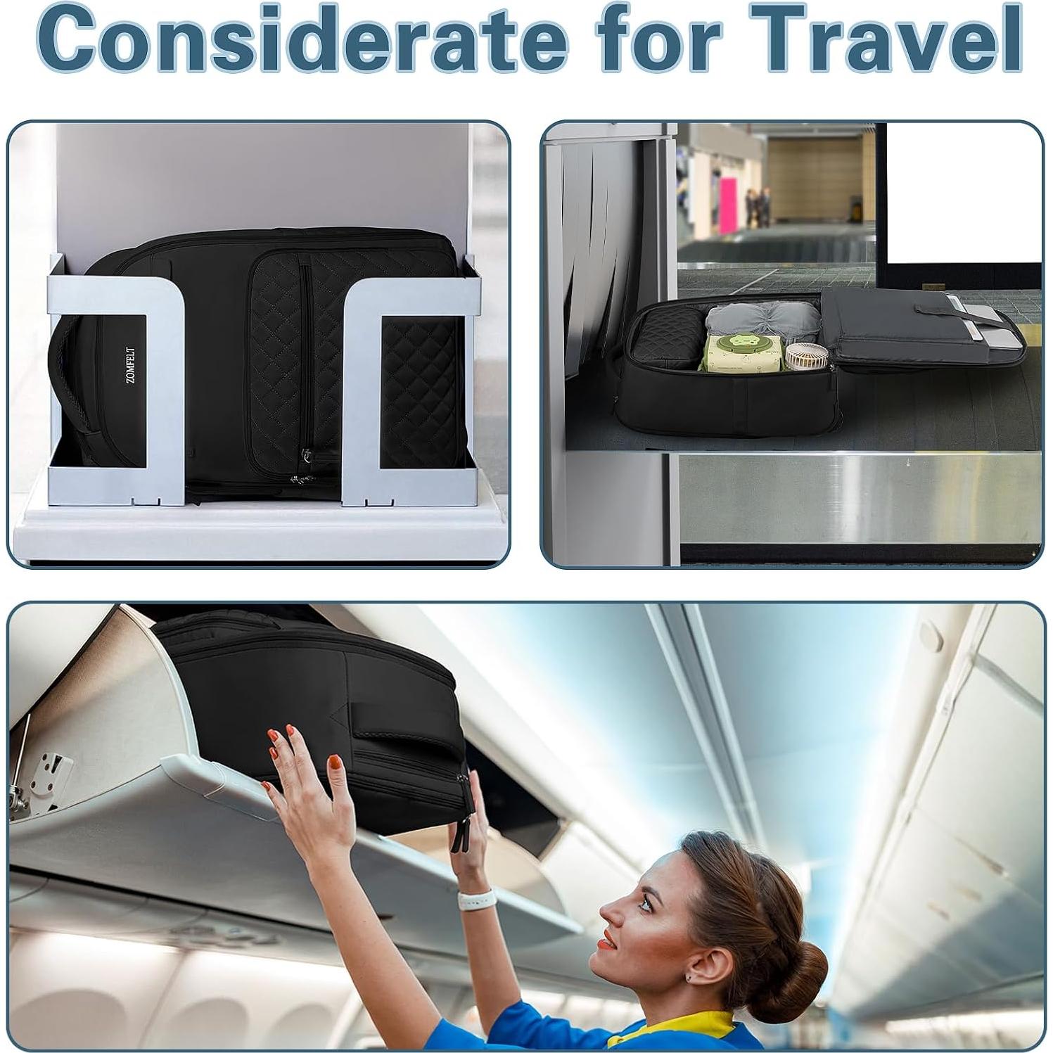 Mochila Rodante ZOMFELT 40L para Laptop 17" y Bolsa de Aseo