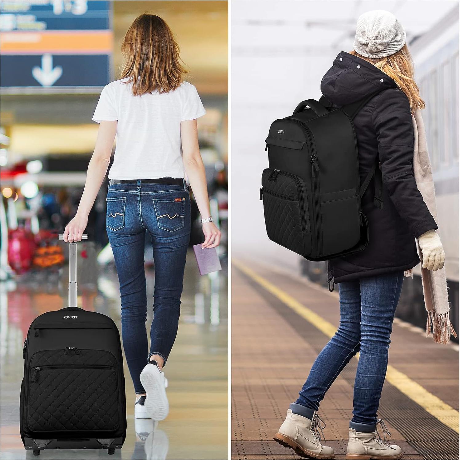 Mochila Rodante ZOMFELT 40L para Laptop 17" y Bolsa de Aseo