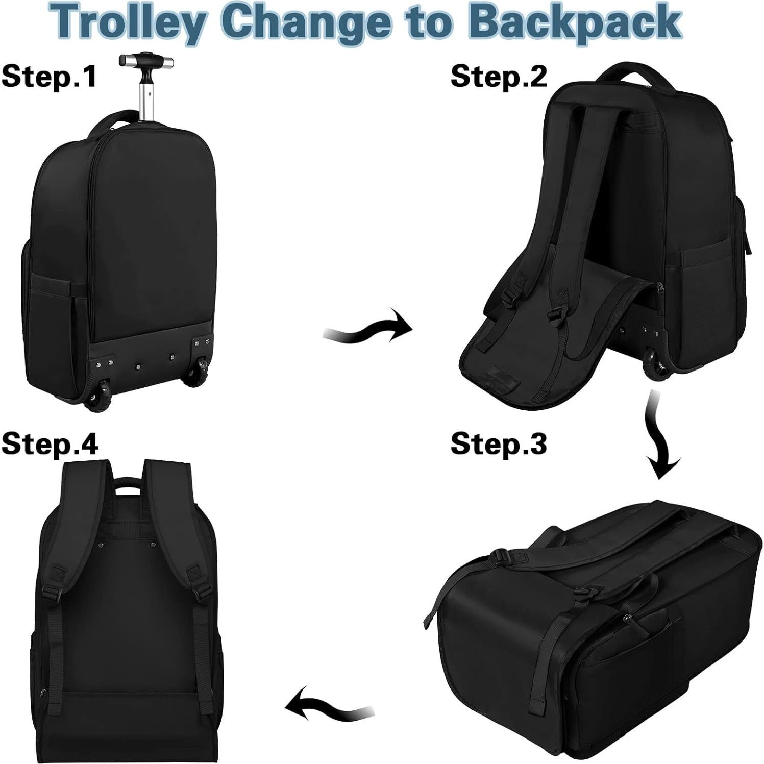 Mochila Rodante ZOMFELT 40L para Laptop 17" y Bolsa de Aseo