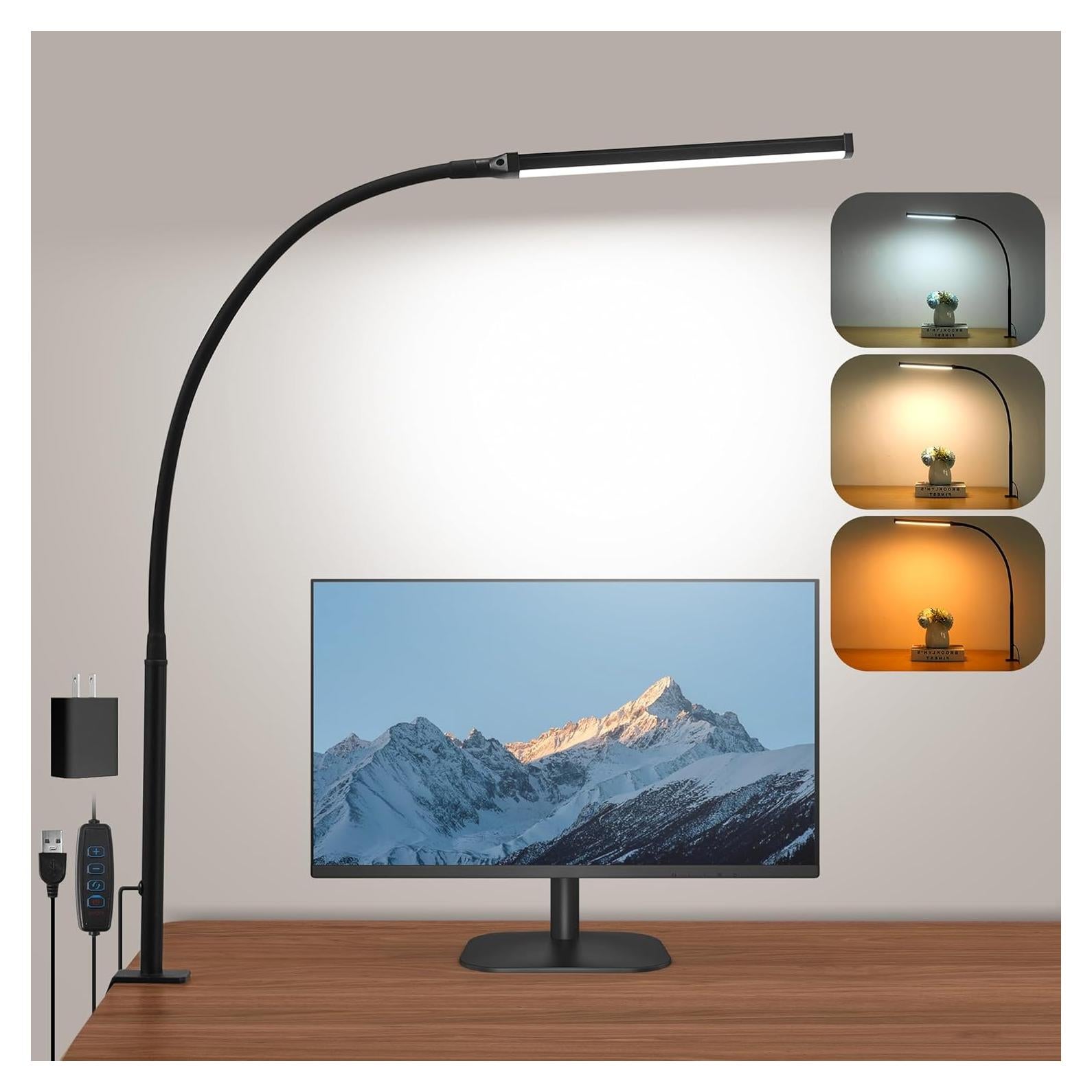 Lámpara de Escritorio LED LIBORA con Abrazadera, 3 Modos y 10 Brillos