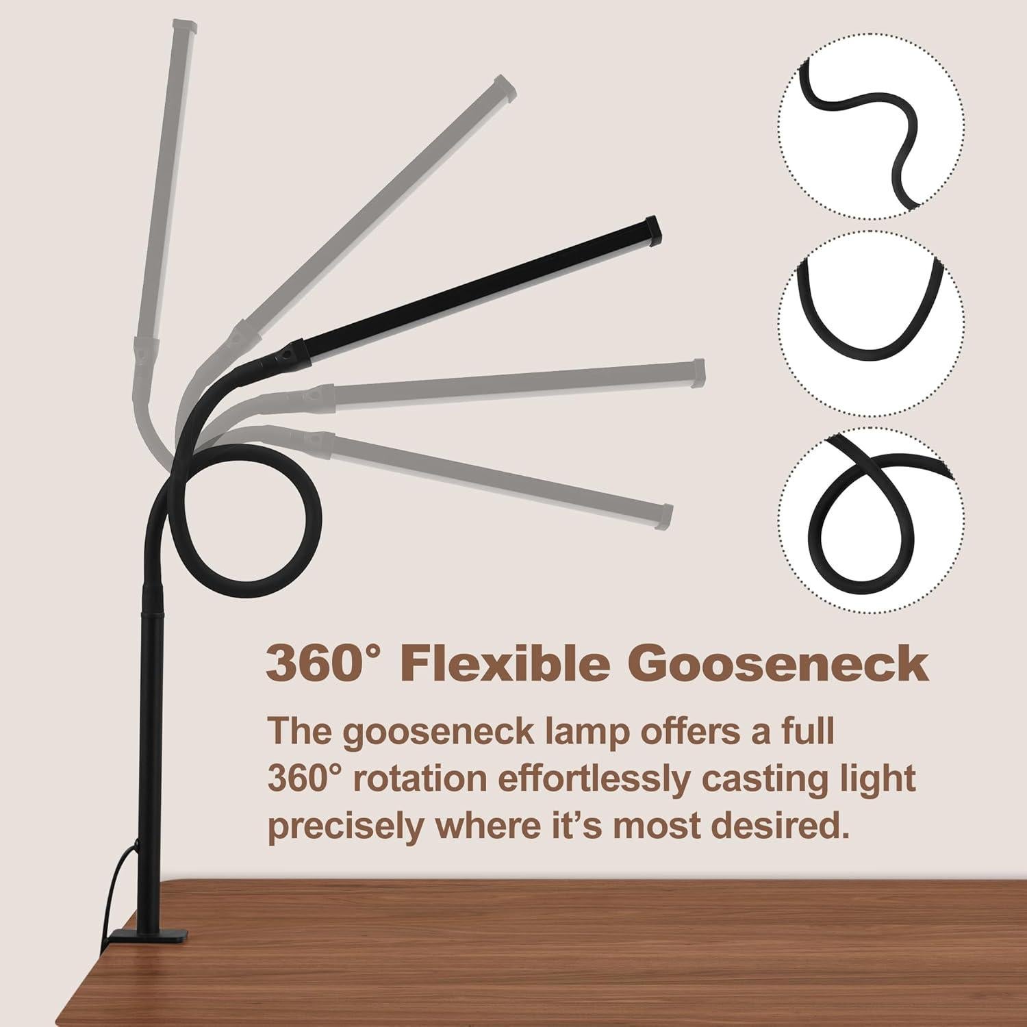 Lámpara de Escritorio LED LIBORA con Abrazadera, 3 Modos y 10 Brillos