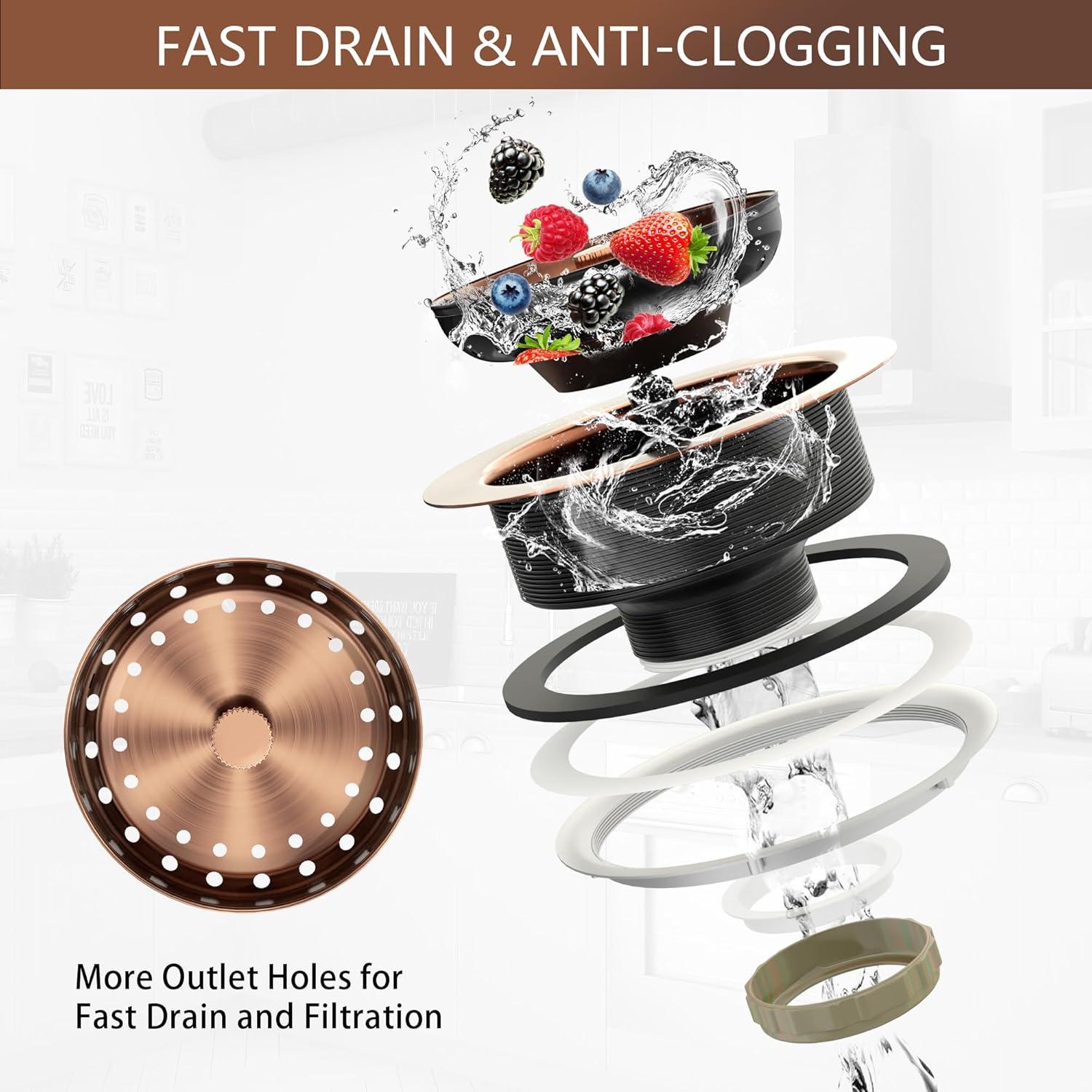 Desagüe de fregadero de cocina Exakey cobre antiguo 8.89 cm