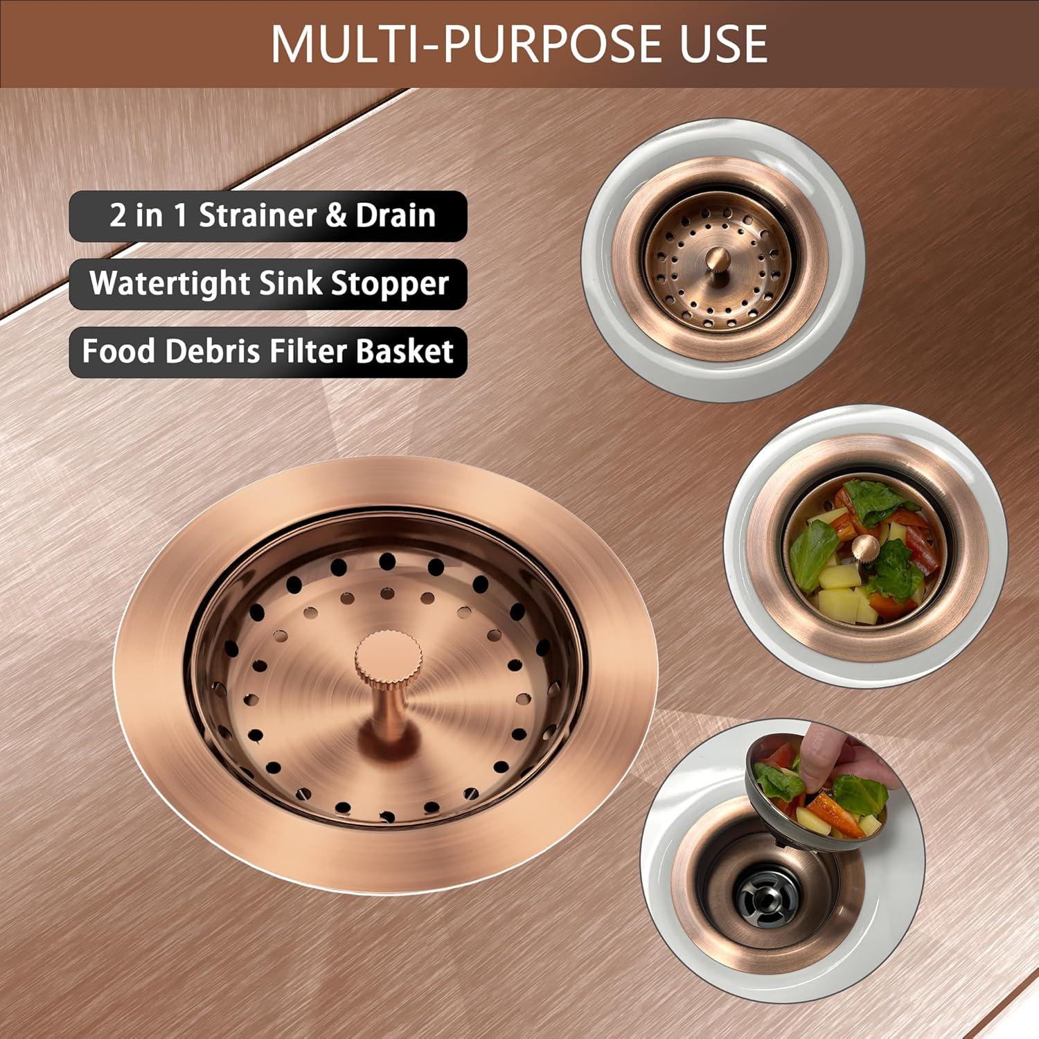 Desagüe de fregadero de cocina Exakey cobre antiguo 8.89 cm