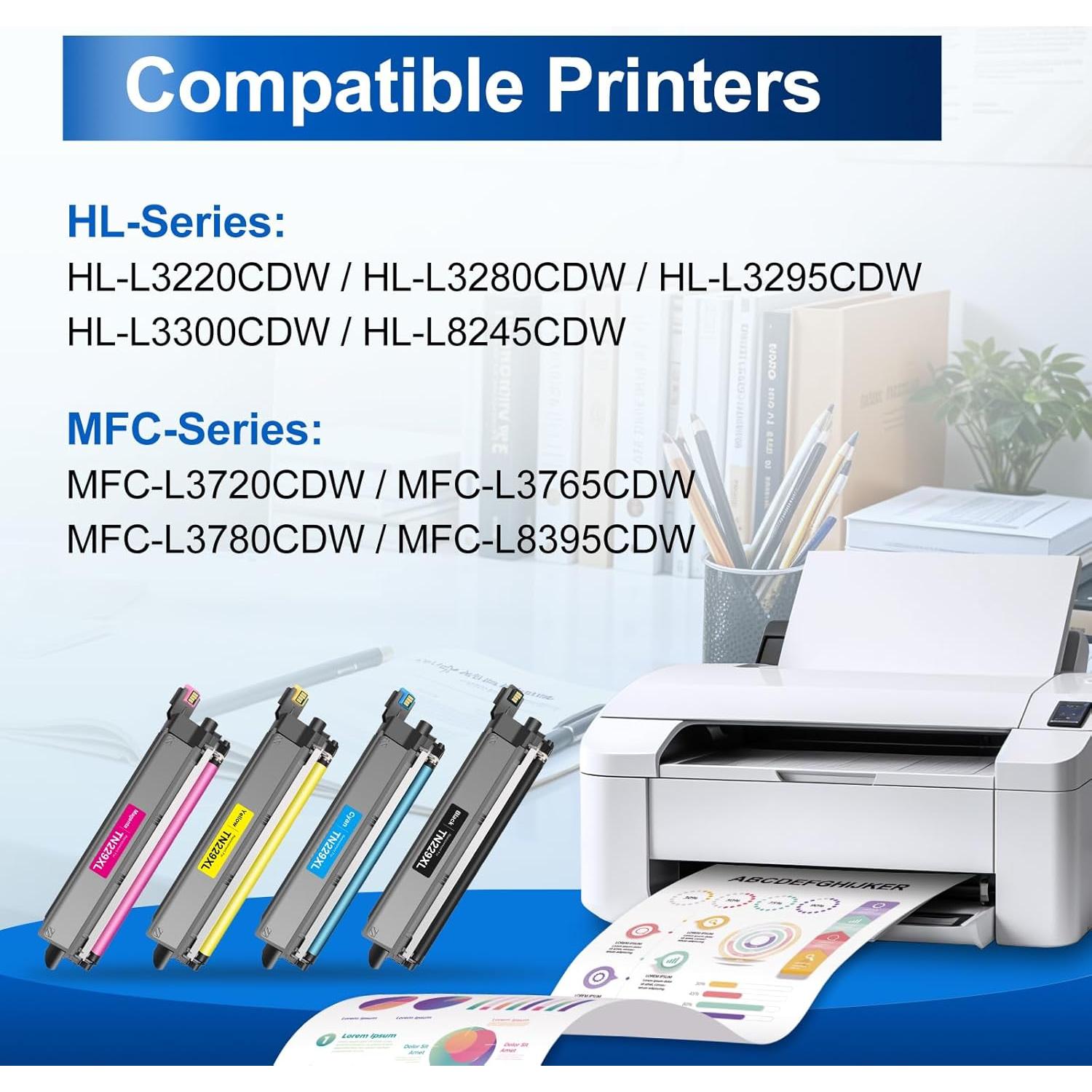 Cartuchos de Tóner InkNI TN229XL Compatibles para Brother - 4 Pack