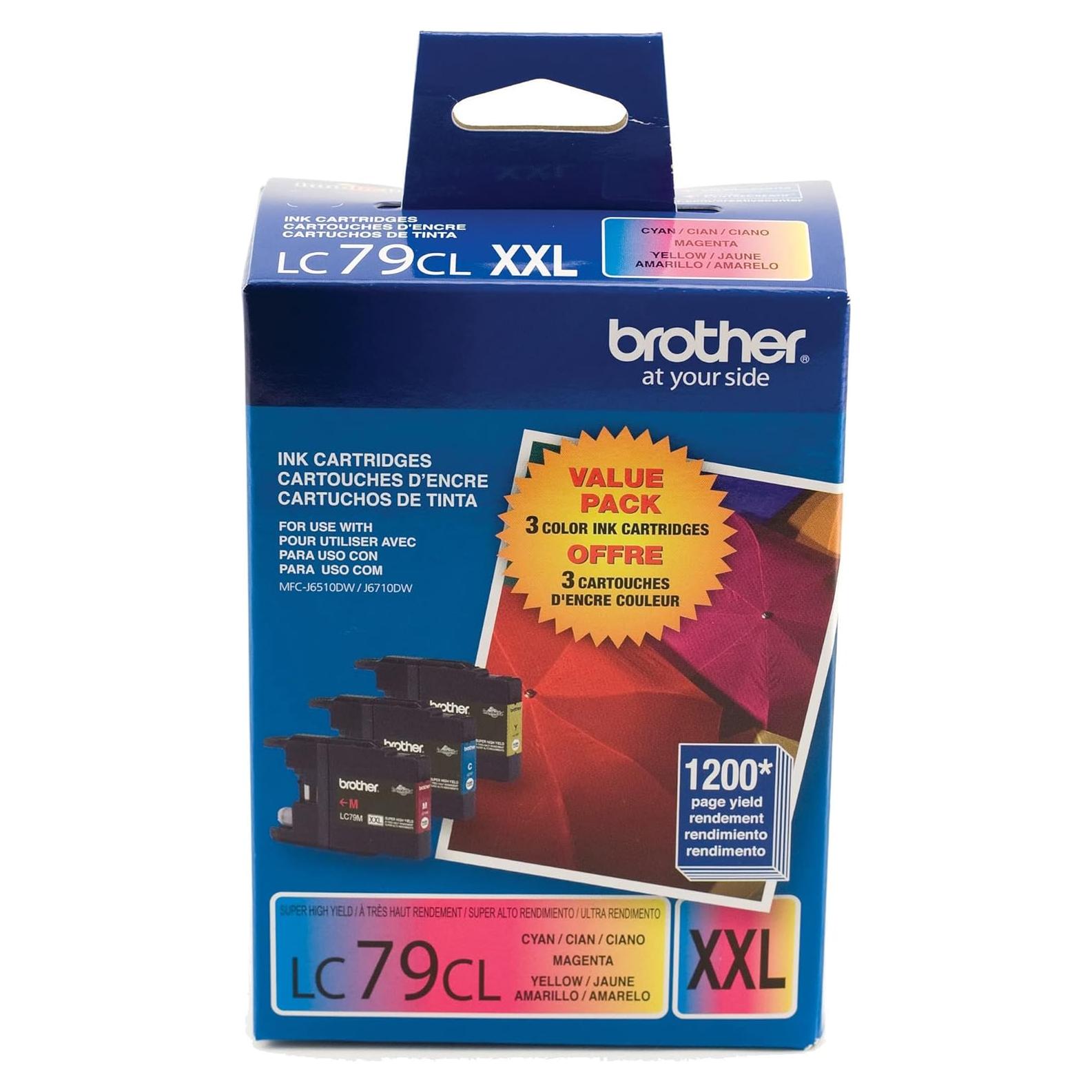 Brother Printer LC793PKS 3 Pack- 1 Each LC79C, LC79M, LC79Y Ink - Retail Packaging