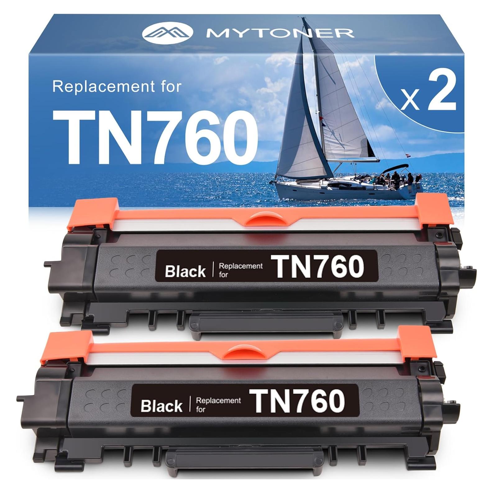 Cartucho de Tóner Remanufacturado MYTONER TN760 Negro - Paquete de 2