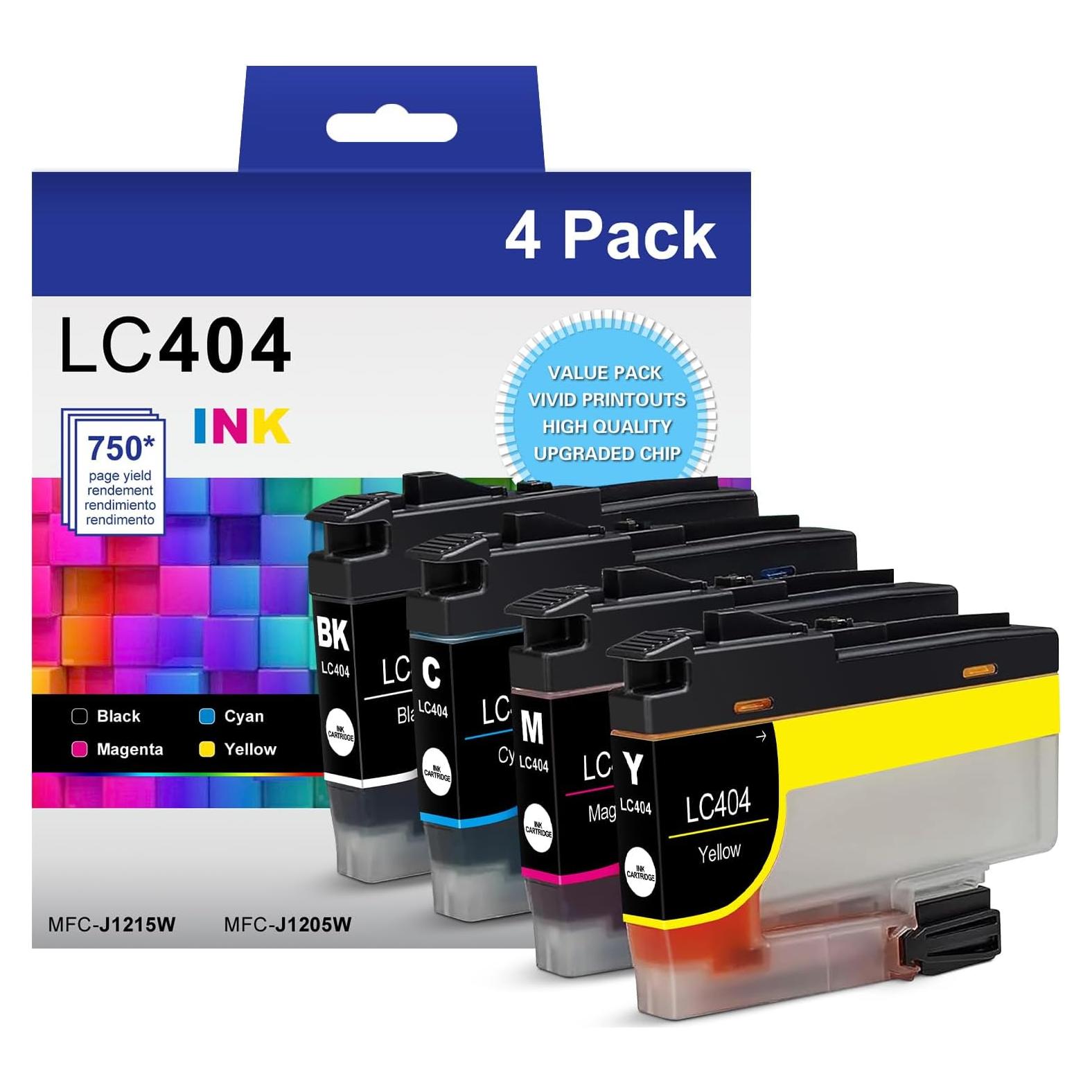 Cartuchos de tinta LC404 compatibles Brother MFC-J1205W 4 pack