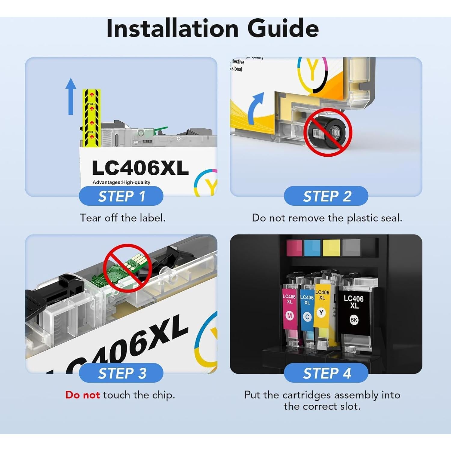 Cartuchos de tinta Colorfly LC406XL para impresora Brother - 4 unidades