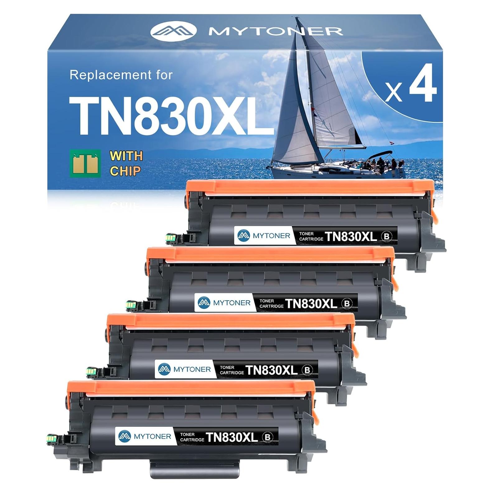 MYTONER Compatible Toner Cartridges Replacement for Brother TN830 XL/V/R TN-830 TN830XL for DCP-L2640DW HL-L2460DW HL-L2405W HL-L2400D L2465DW HL-L2480DW MFC-L2820DW XL MFC-L2820DW Printer, 4 Black