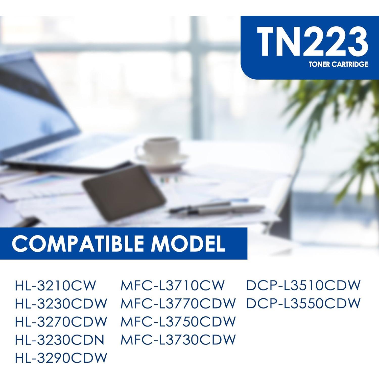 Paquete de Tóner TN-223 para Brother - 4 Cartuchos (Negro, Cian, Magenta, Amarillo)