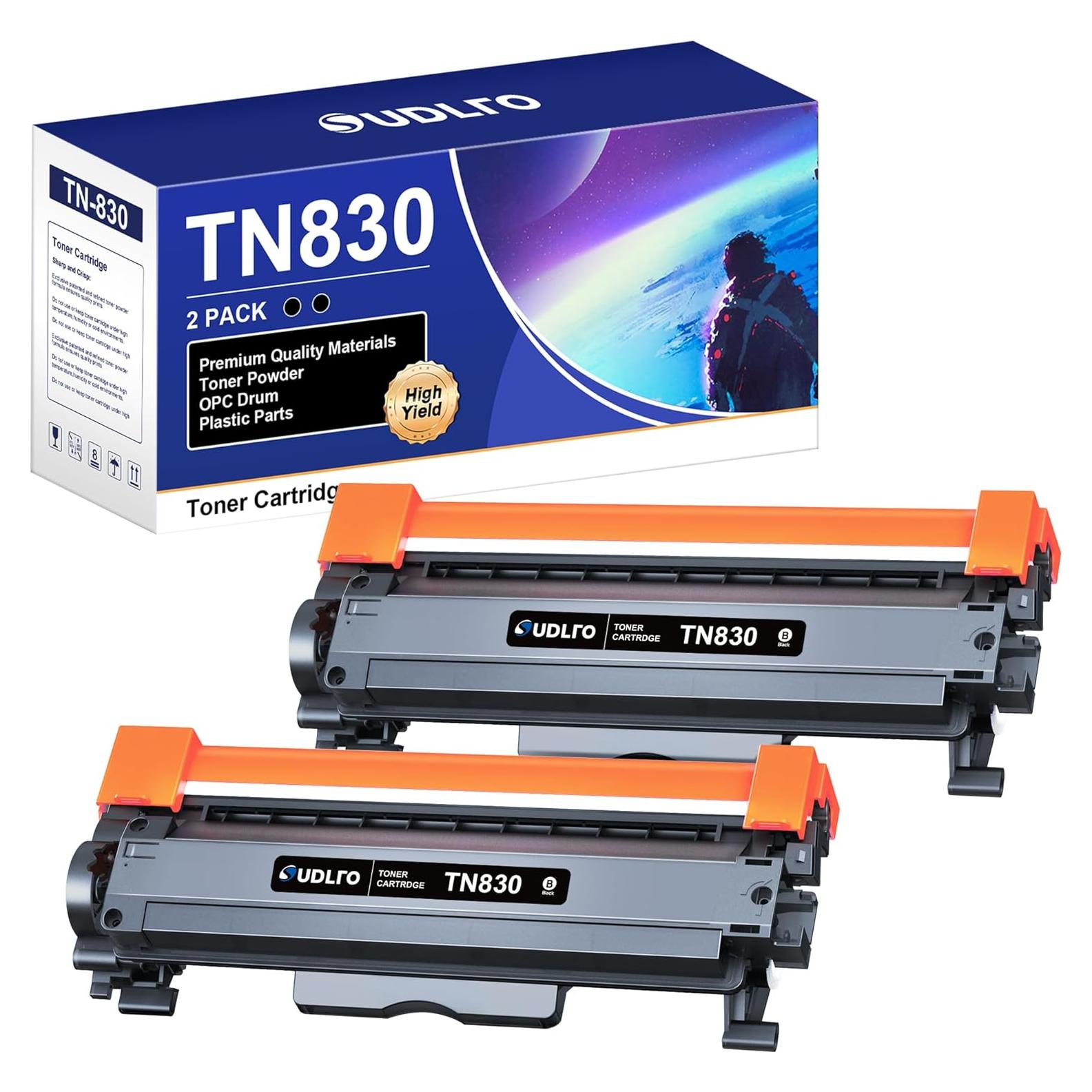 Cartucho de Tóner SUDLTO TN830 - 2 Pack, Negro, 1200 Páginas