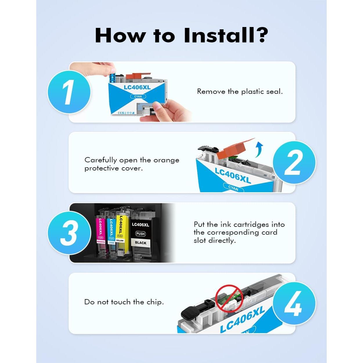 Cartucho de Tinta Compatible Brother LC406XL - Paquete de 4