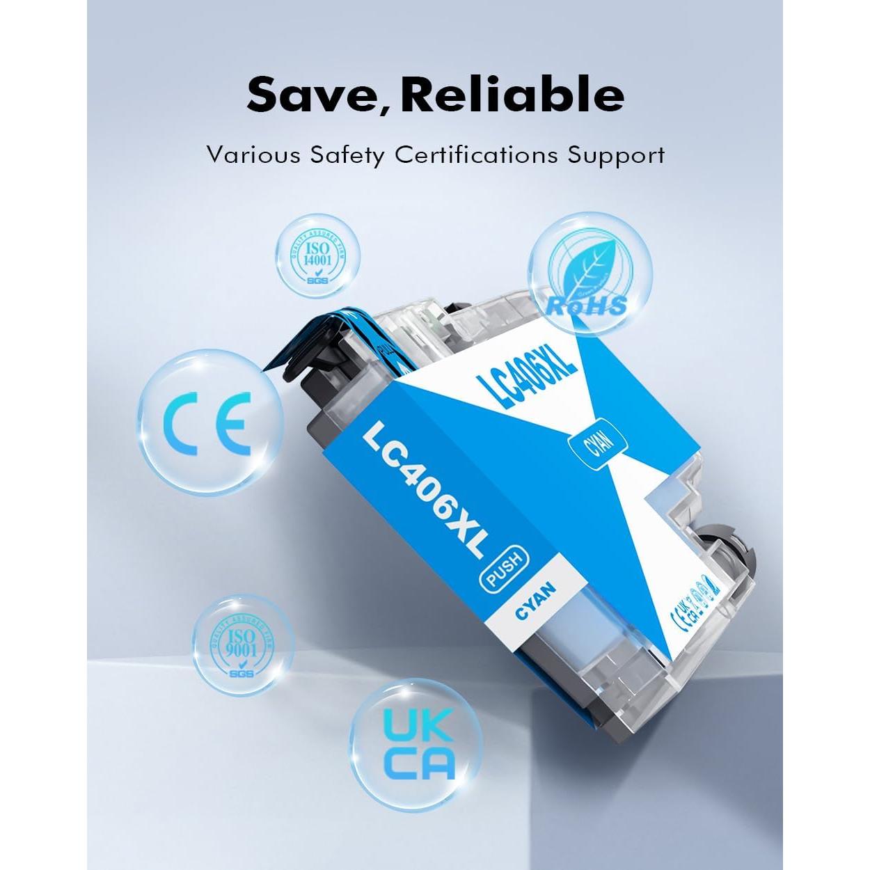 Cartucho de Tinta Compatible Brother LC406XL - Paquete de 4