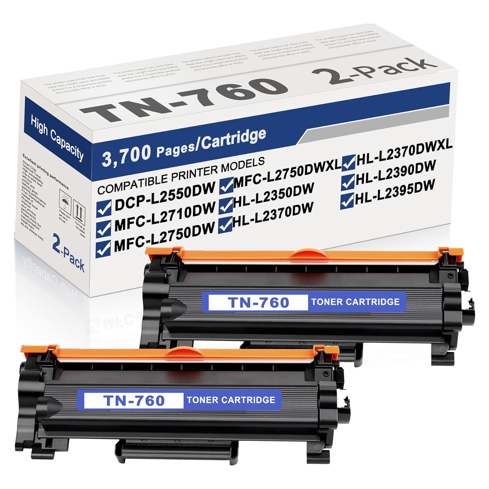 Cartucho de Tóner TN-760 Brother Negro Alto Rendimiento 2 Unidades