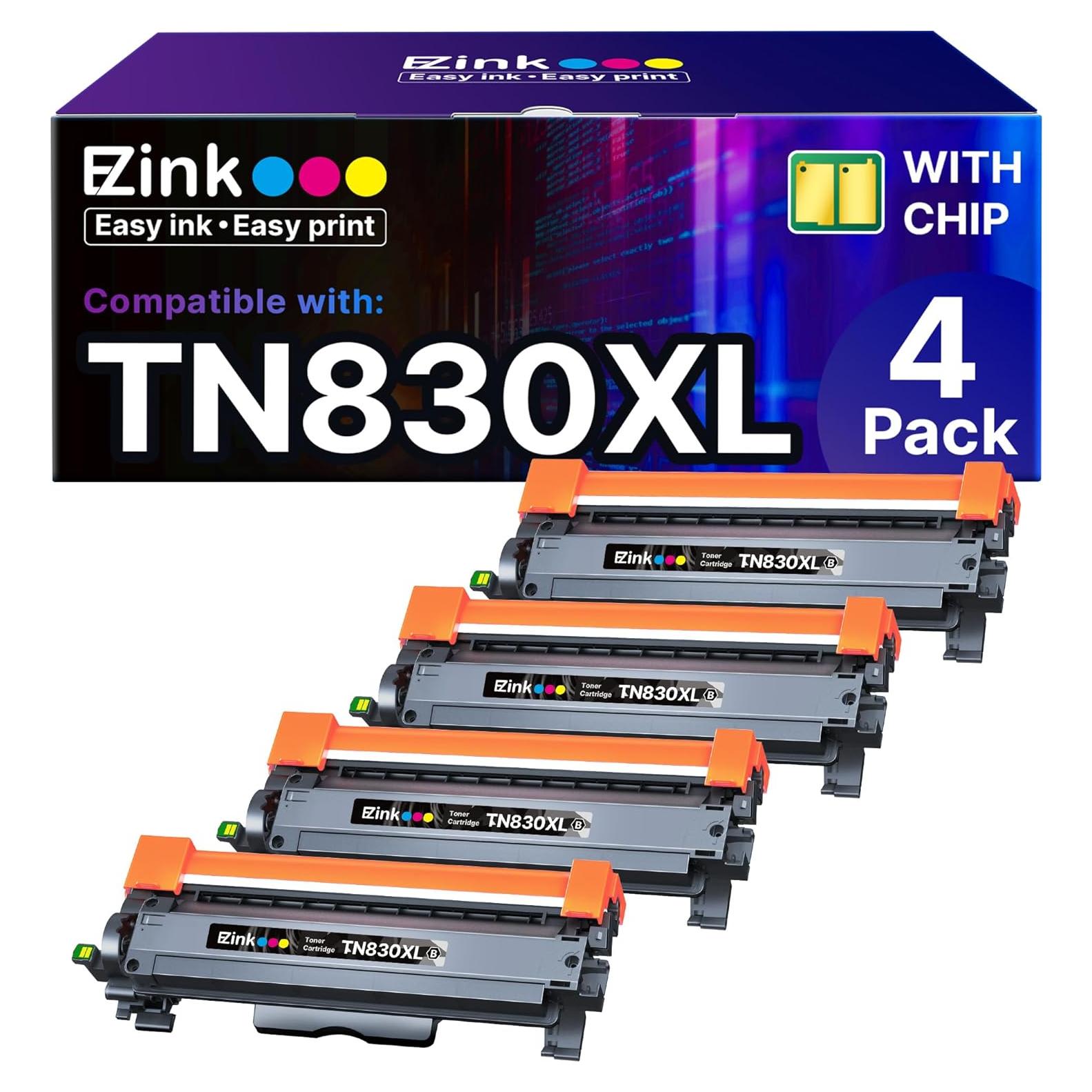 Cartucho de tóner E-Z Ink TN830XL Negro para Brother - 4 Unidades