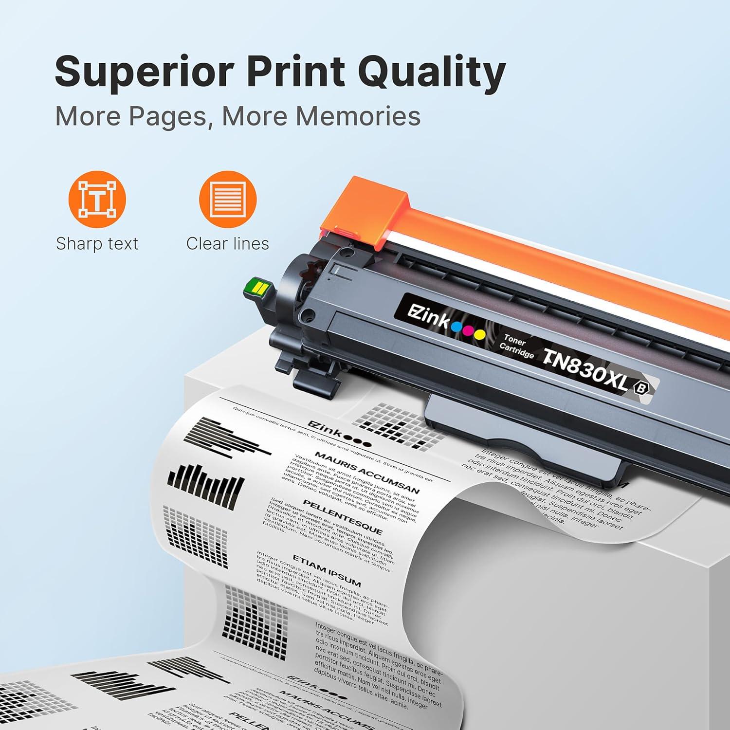 Cartucho de tóner E-Z Ink TN830XL Negro para Brother - 4 Unidades