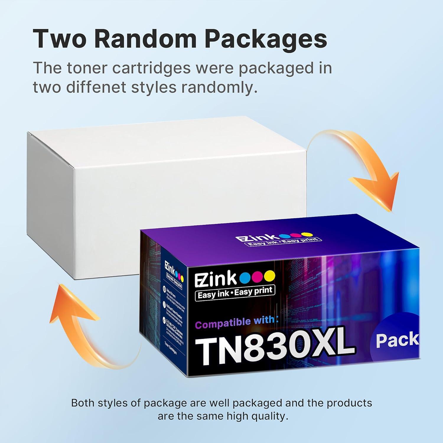 Cartucho de tóner E-Z Ink TN830XL Negro para Brother - 4 Unidades