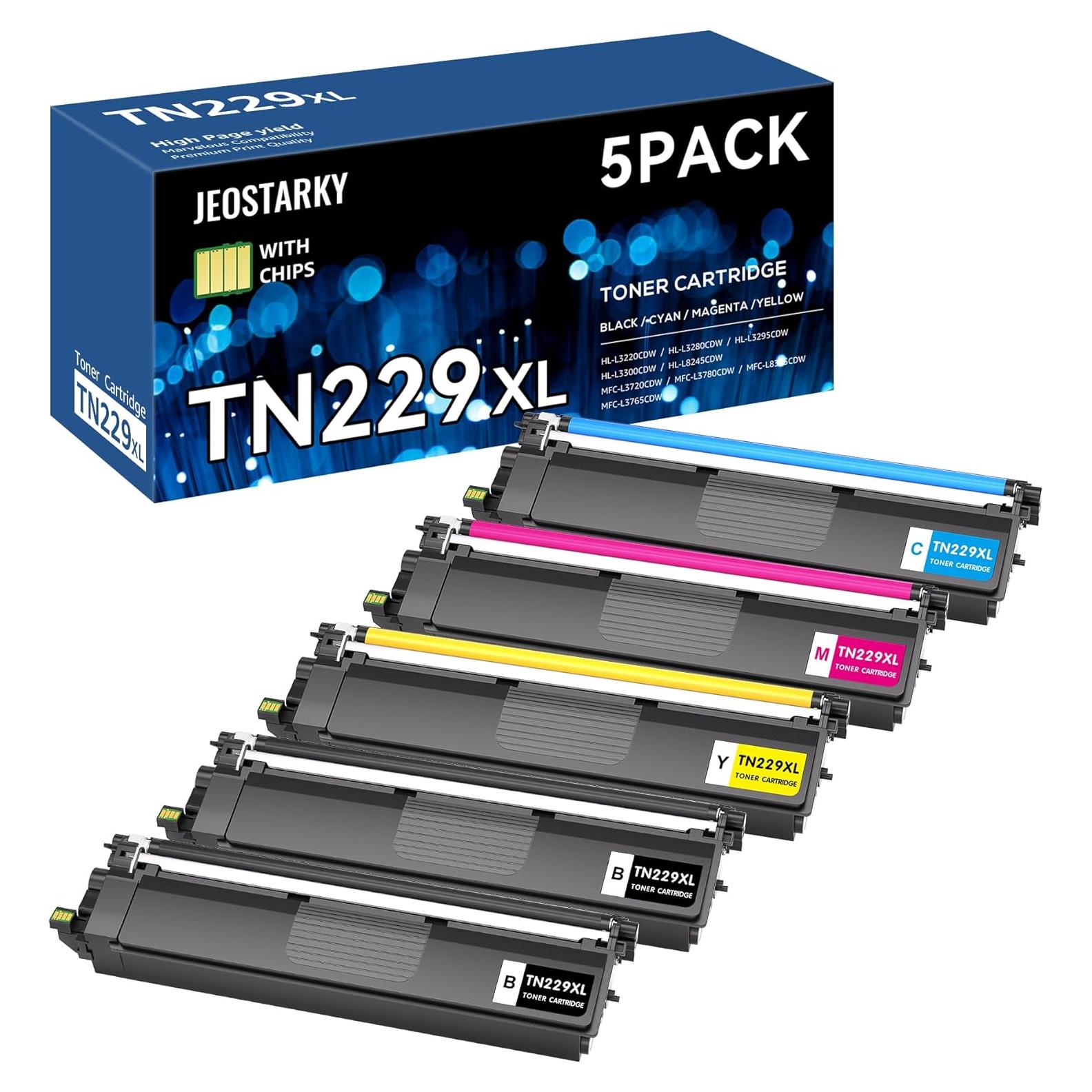 Tóner Jeostarky TN229XL Paquete de 5 Alto Rendimiento para Brother
