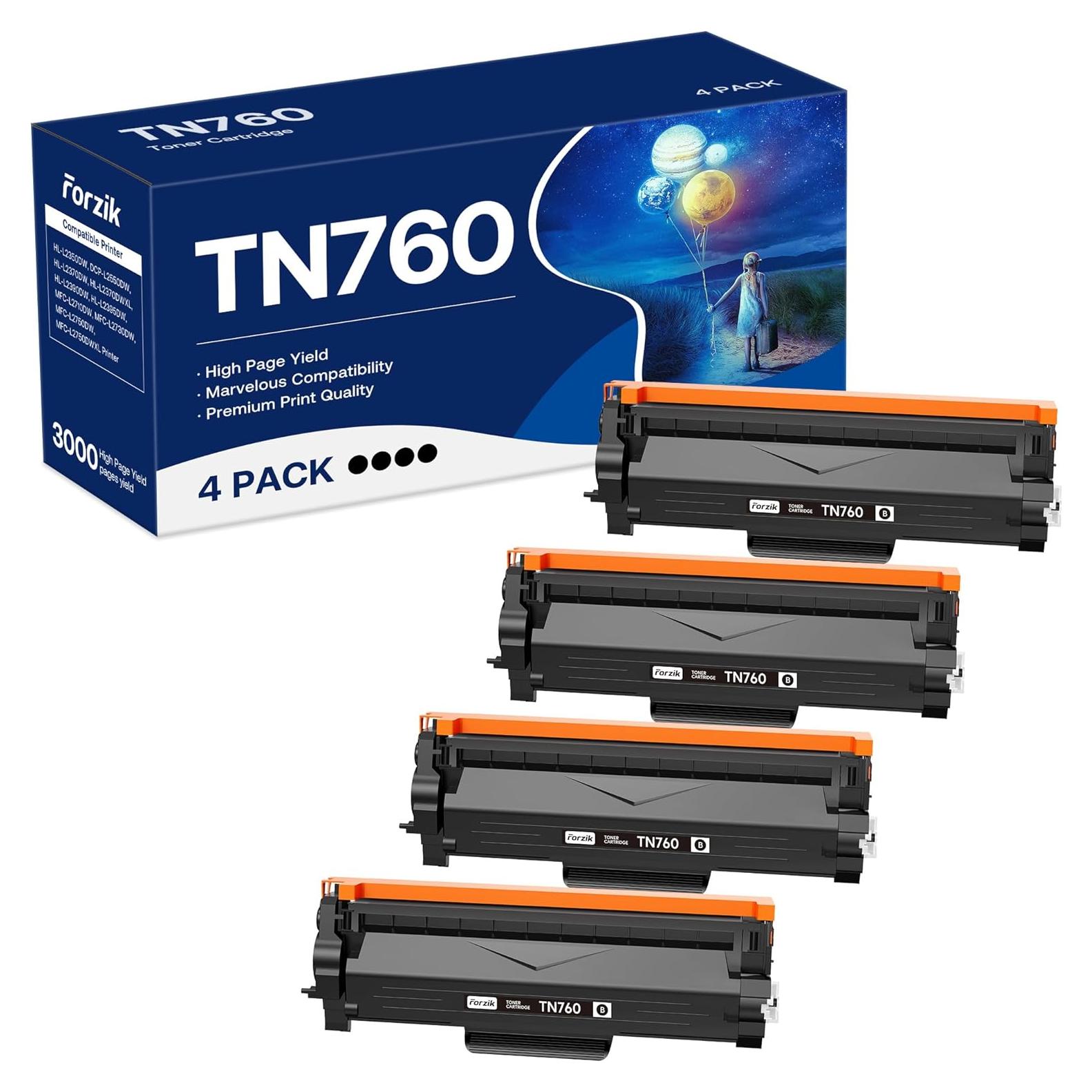 Cartucho de tóner Forzik TN760 compatible Brother 3000 páginas