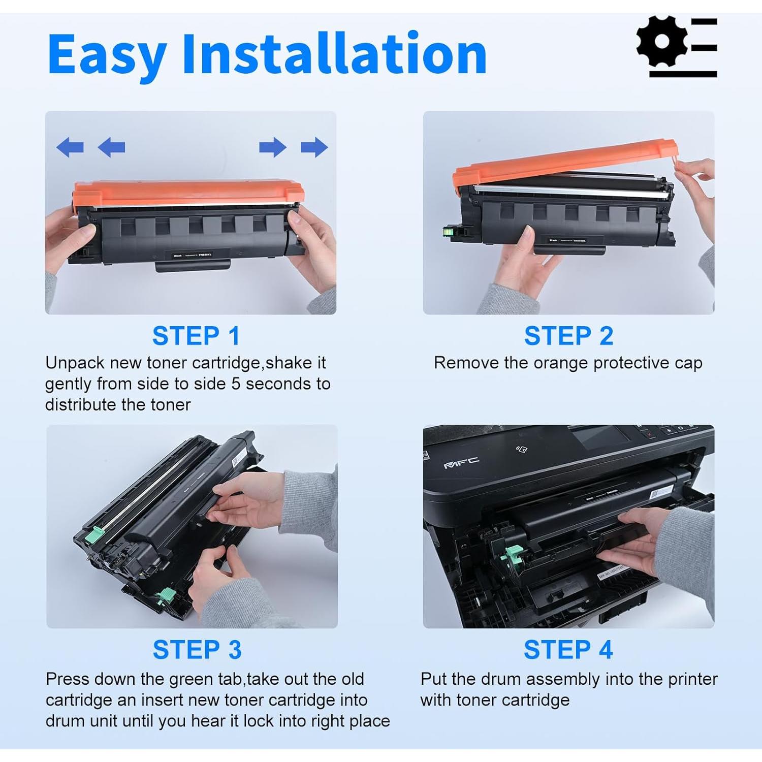 Cartucho de Tóner Negro TN830XL 4-Pack myCartridge Compatible