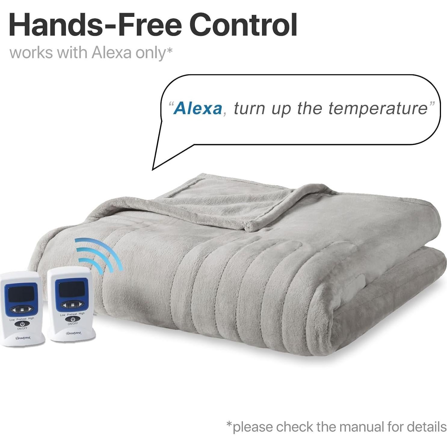 Manta Eléctrica Calentada Beautyrest Rey Gris Wi-Fi 20 Niveles