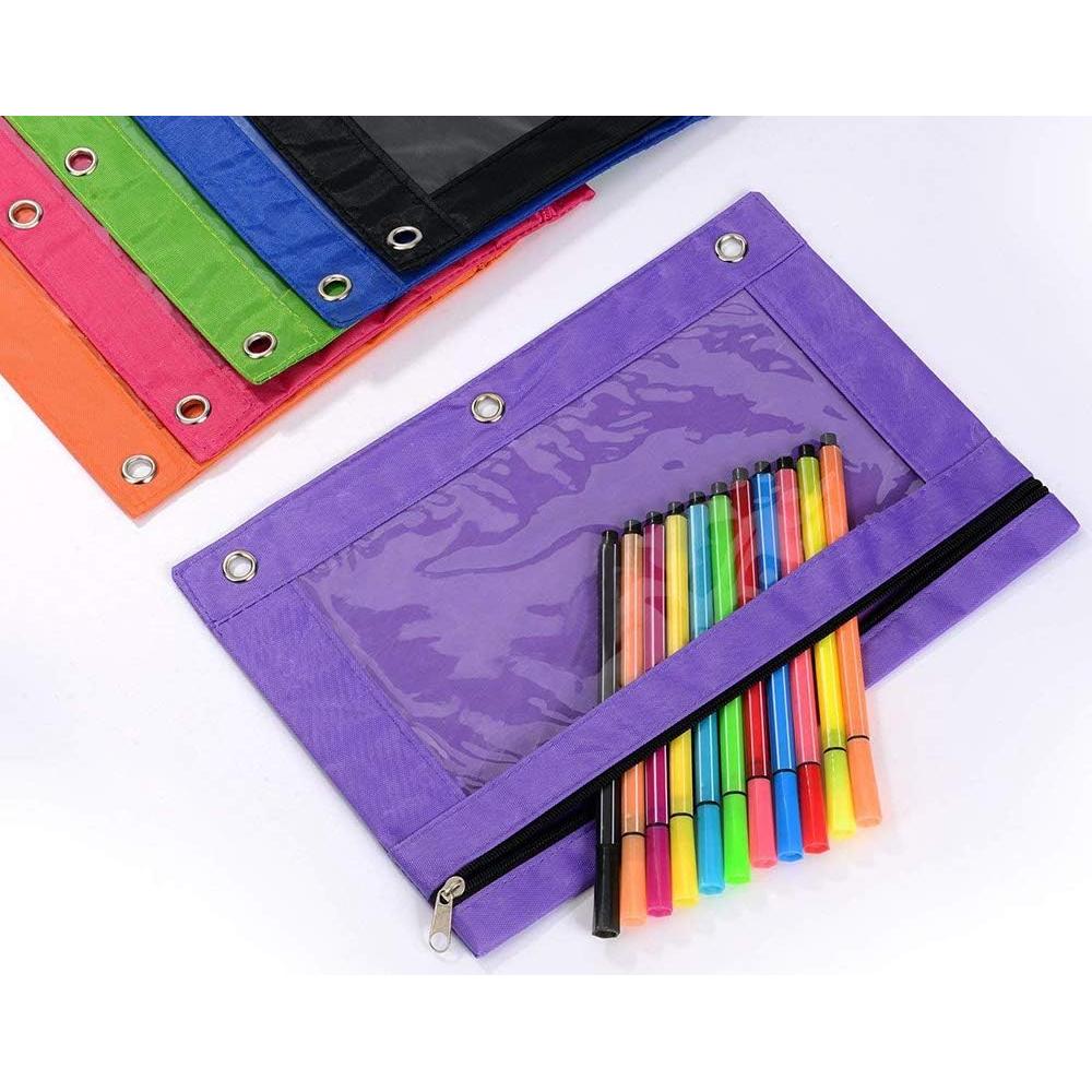 Estuche de Lápices TOPWOOZU 3 Anillas Negro 2 Paquetes