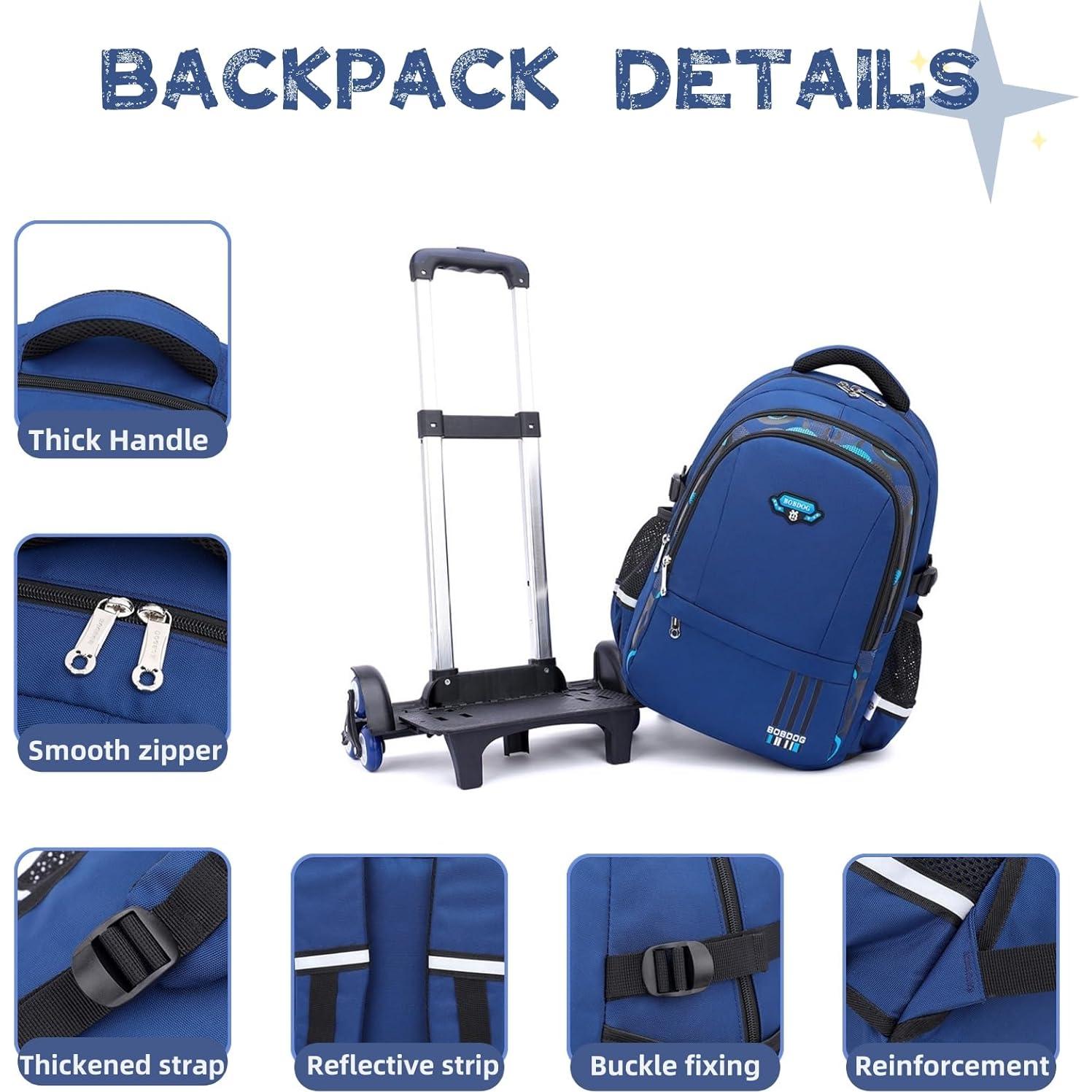 Mochila Rodante Escolar Niños B-negro y azul 32x20x49cm