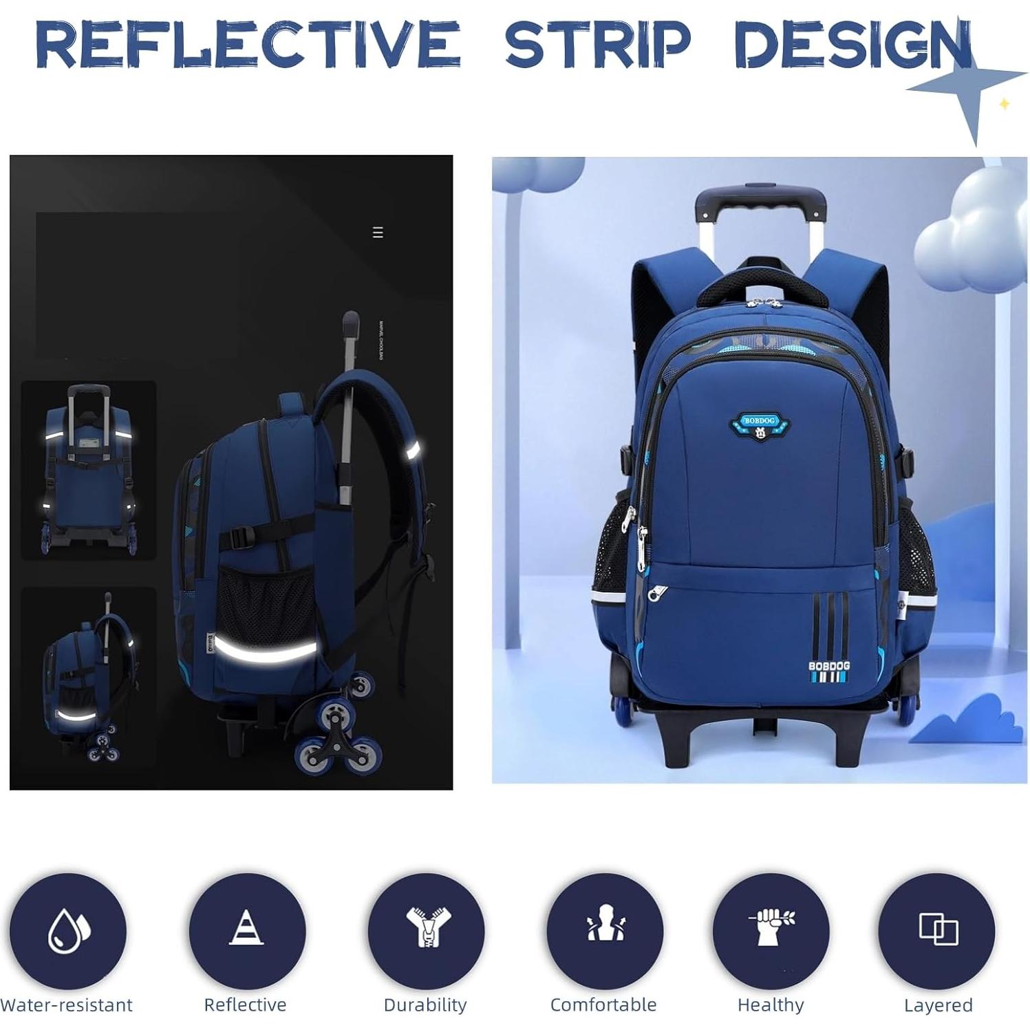 Mochila Rodante Escolar Niños B-negro y azul 32x20x49cm