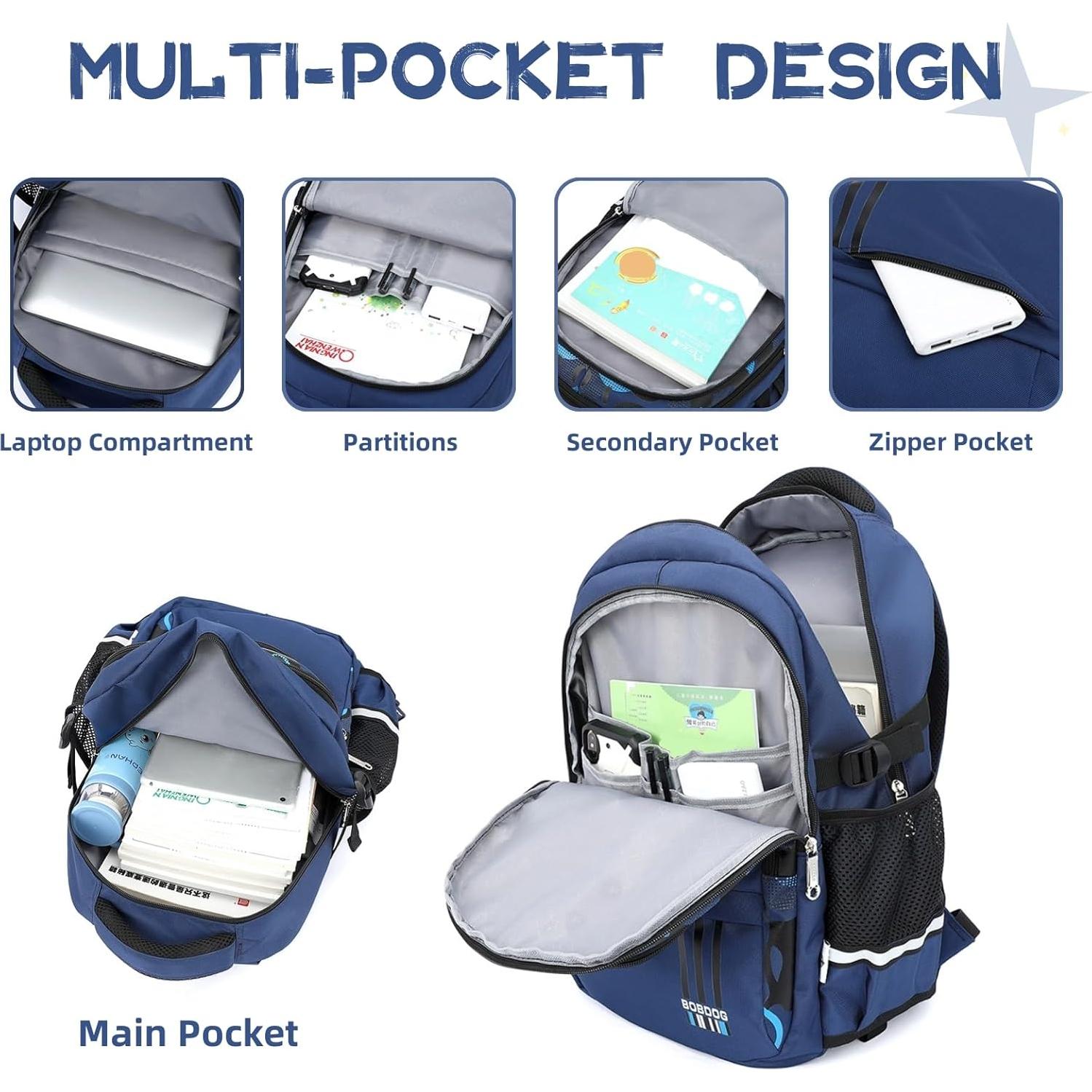 Mochila Rodante Escolar Niños B-negro y azul 32x20x49cm