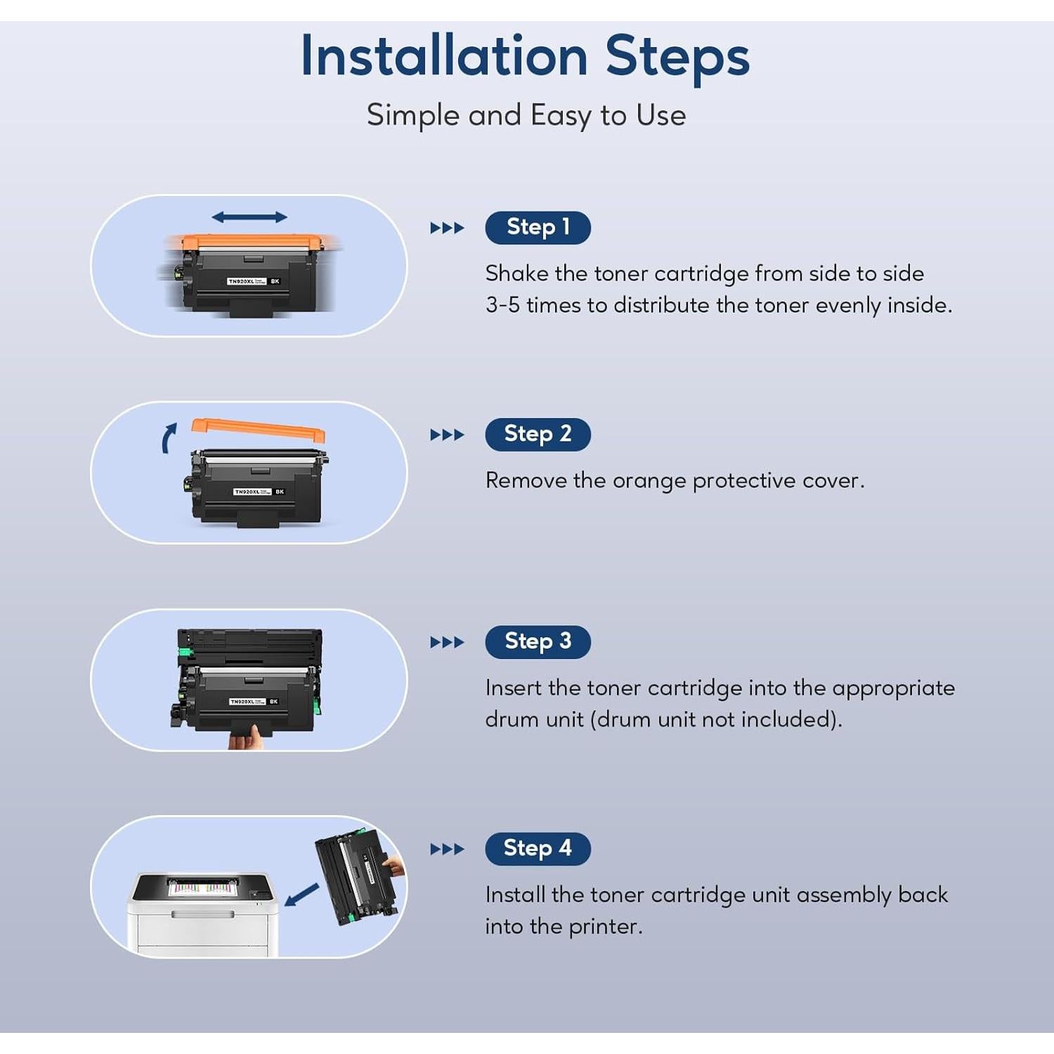 TN920XL Toner Cartridges Compatible for Brother TN920 TN920XL TN920XXL Toner Cartridges High Yield Work with HL-L6210DW HL-L5210DW HL-L6210DWT HL-L5210DWT MFC-L6810DW HL-L5210DN HL-L6310DW, 2-Black