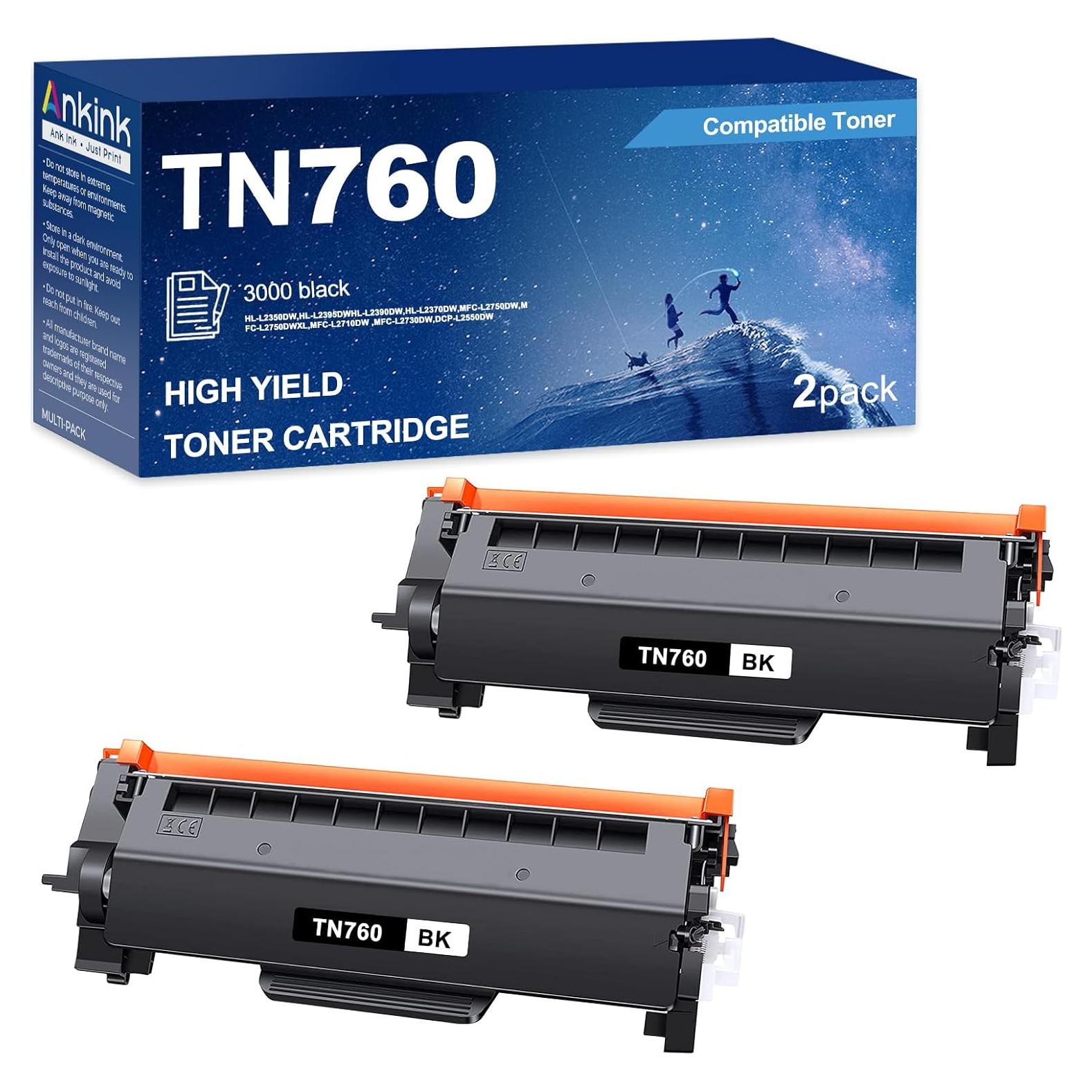 Cartucho de Tóner Negro Ankink TN760 TN730 - 2 Paquete, 3000 Páginas